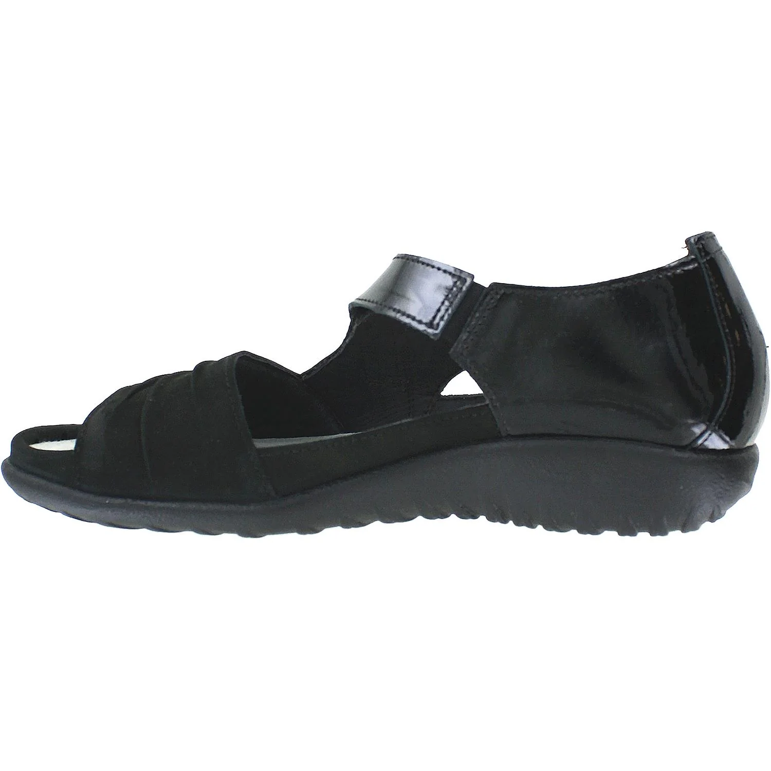 Naot Papaki Women's Sandals Black Patent/Black Velvet Leather - Image 3