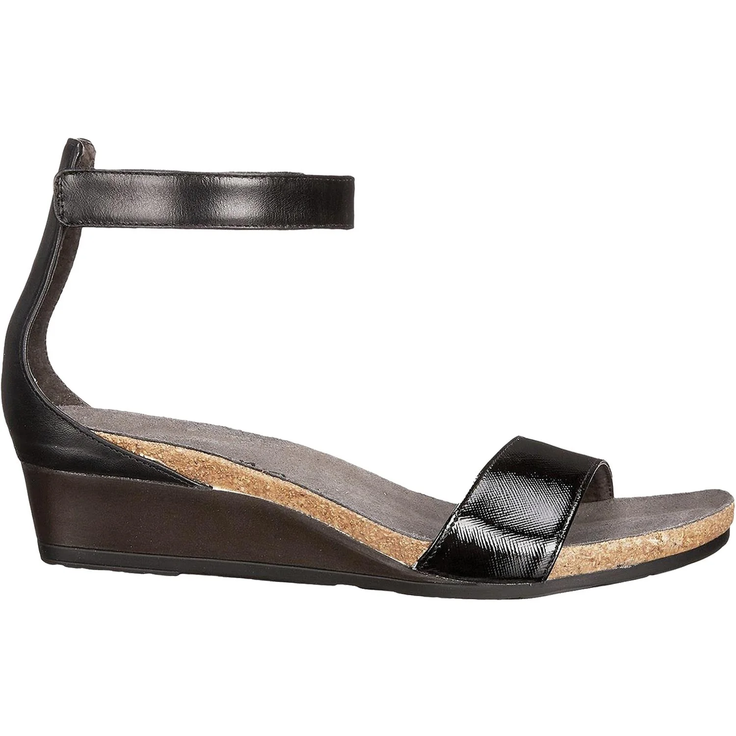 Naot Pixie Women's Ankle Strap Sandals Black Luster/Black Raven Leather