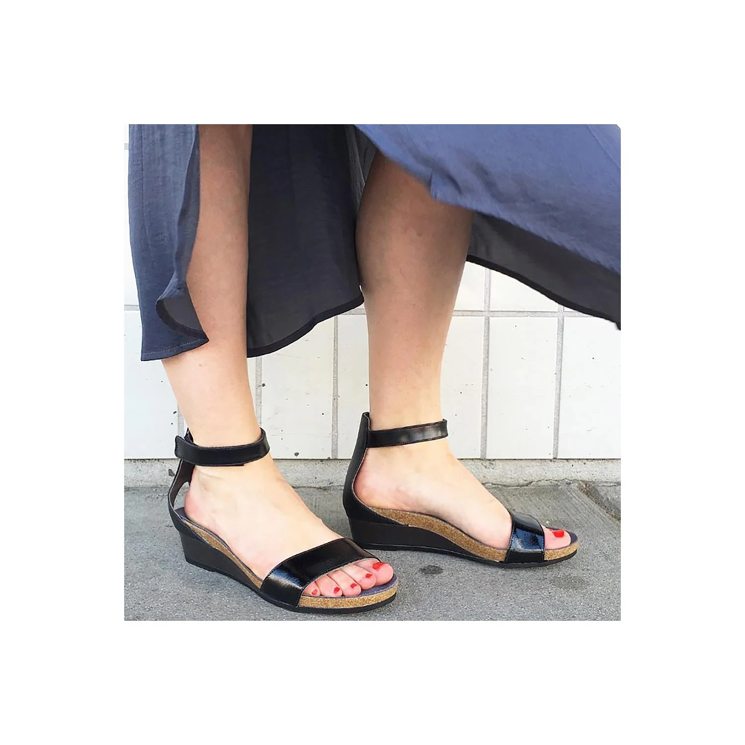 Naot Pixie Women's Ankle Strap Sandals Black Luster/Black Raven Leather - Image 7