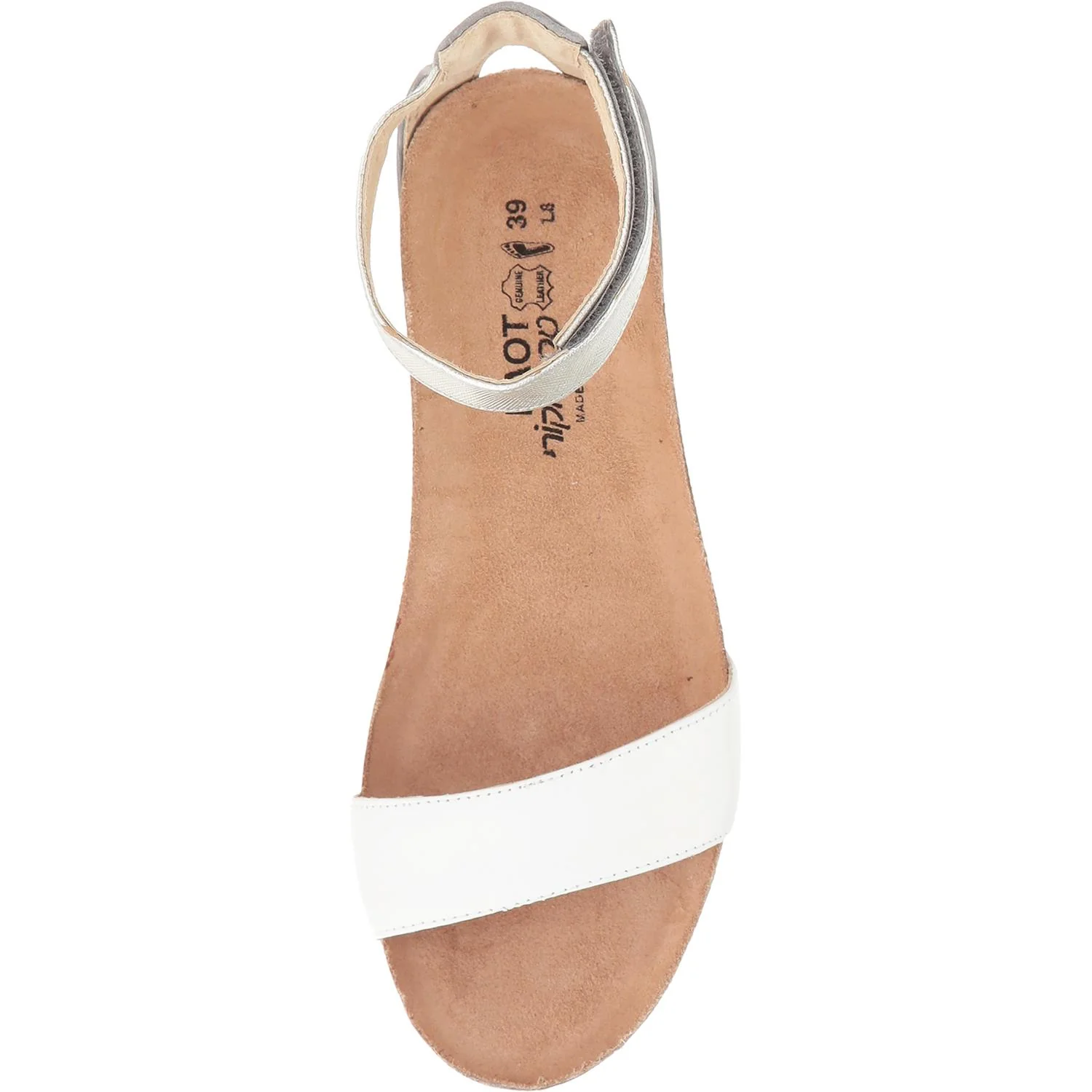 Naot Pixie Women's Ankle Strap Sandals White/Slate/Silver Leather - Image 2