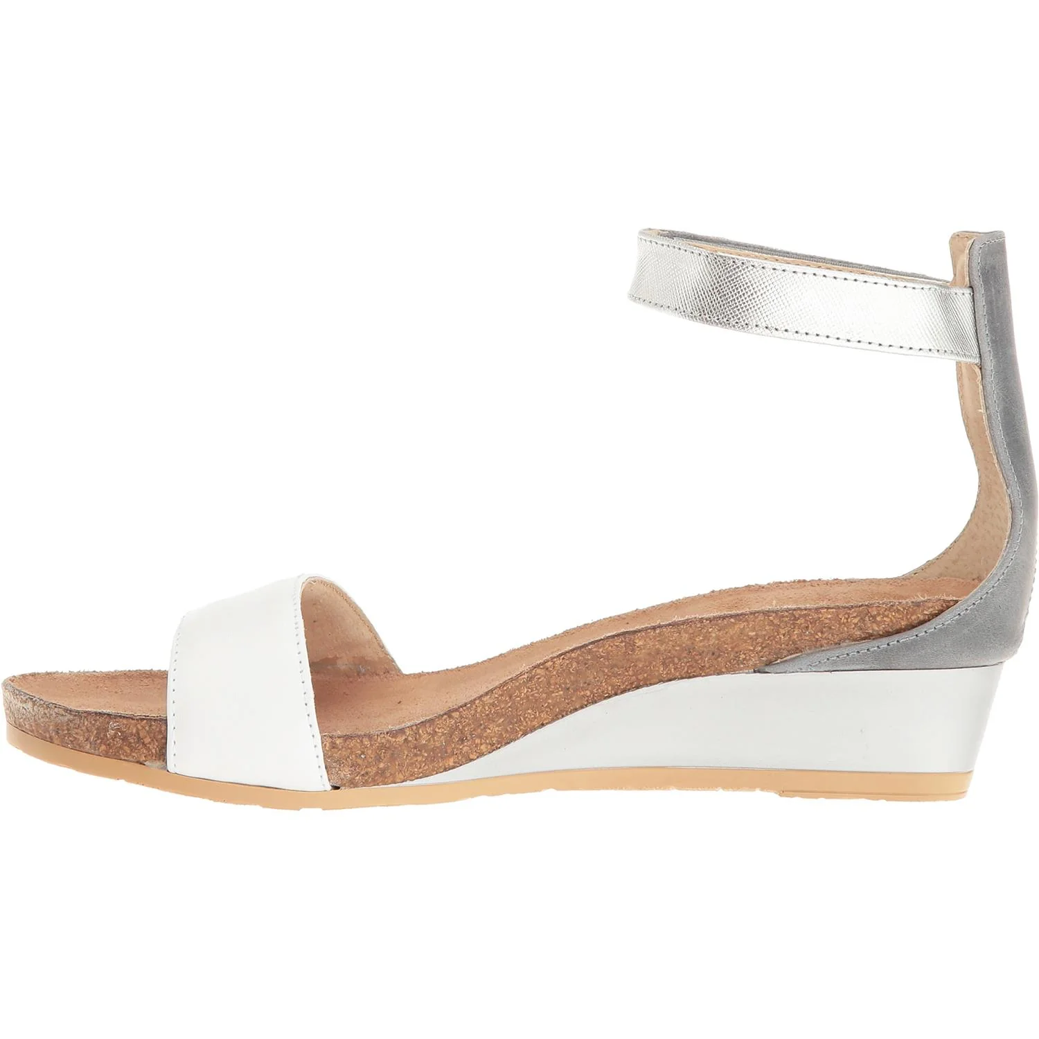 Naot Pixie Women's Ankle Strap Sandals White/Slate/Silver Leather - Image 3
