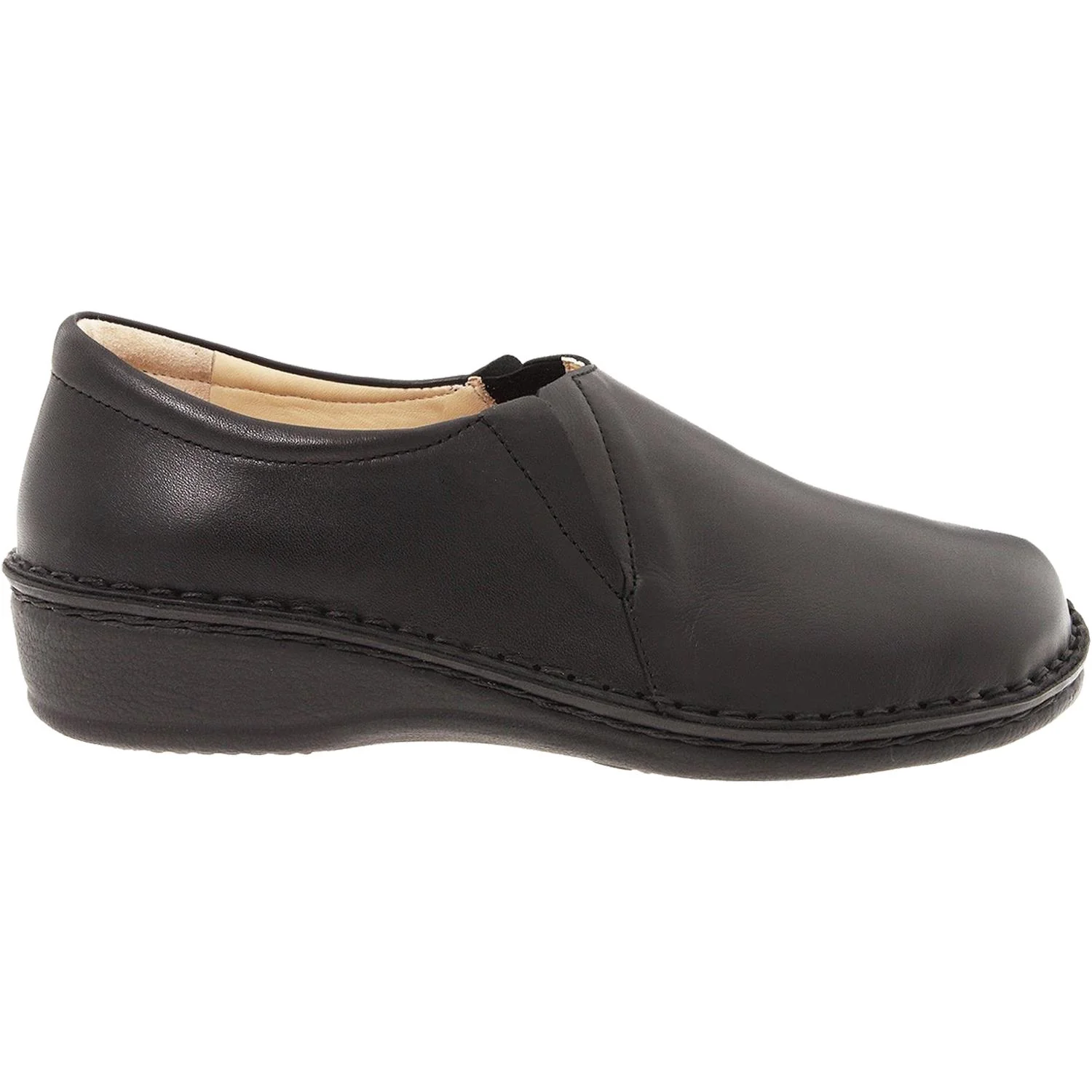 Finn Comfort Newport Women's Slip On Shoes Black Nappa Leather