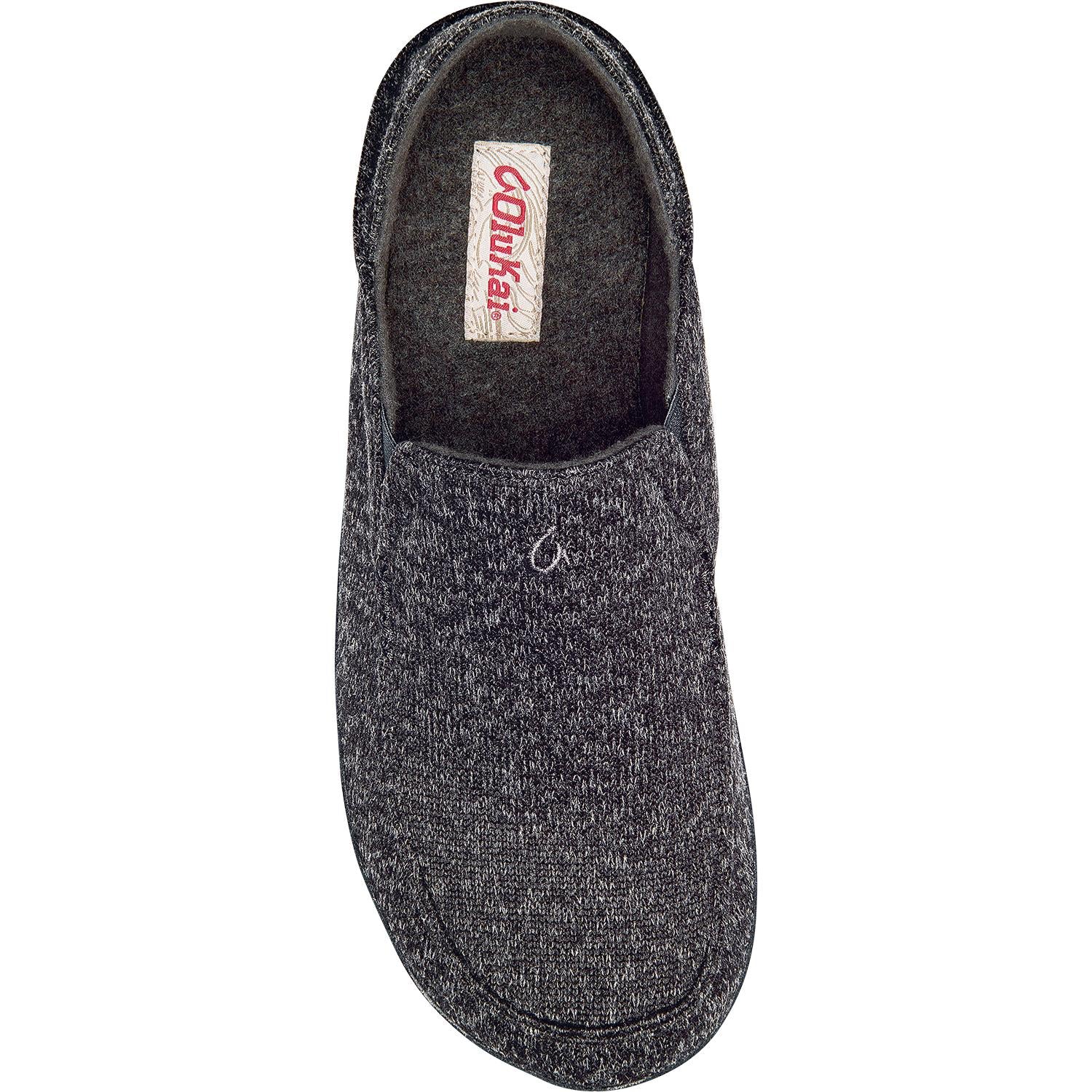 OluKai Moloa Hulu Men's Slippers Black/Black Knit Fabric - Image 2
