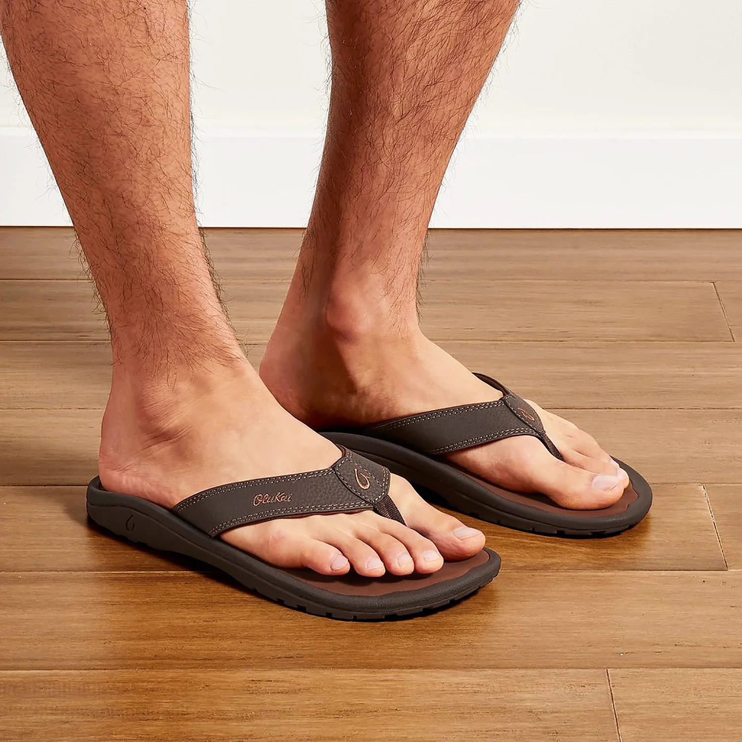 OluKai Ohana Men's Sandals Dark Java/Ray Synthetic Leather - Image 3