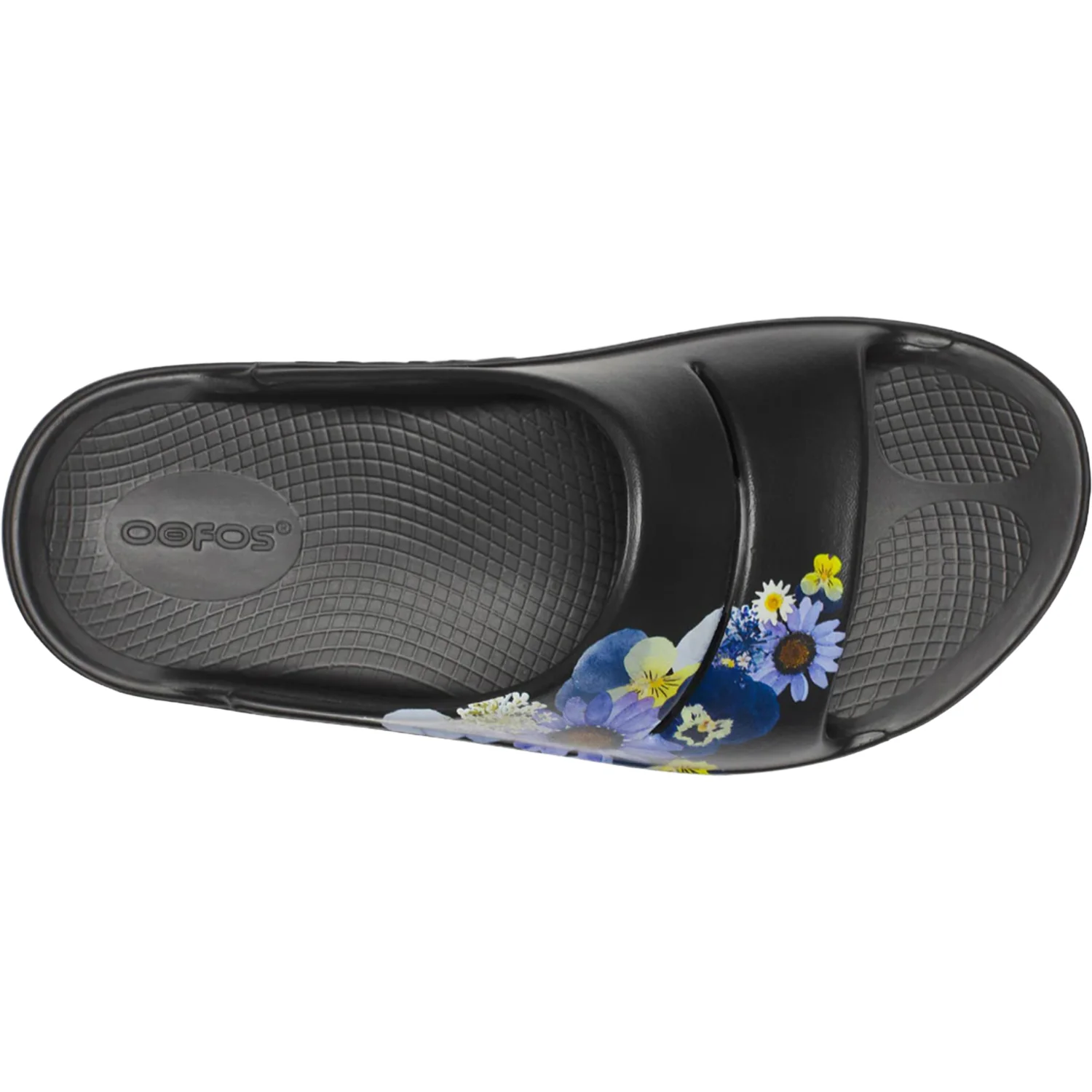 OOFOS OOAhh Limited Women's Recovery Slides Black Blossom - Image 2