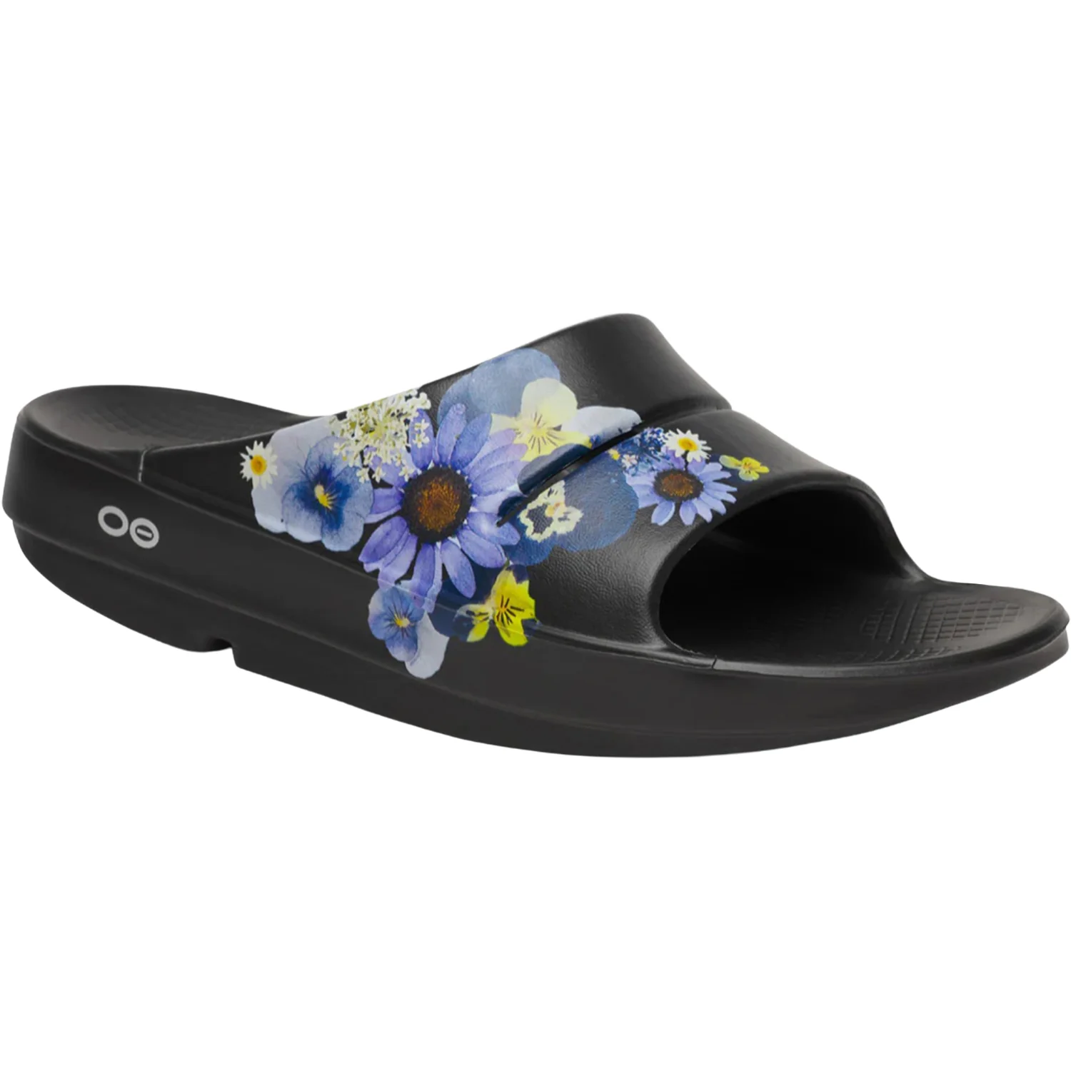 OOFOS OOAhh Limited Women's Recovery Slides Black Blossom - Image 5