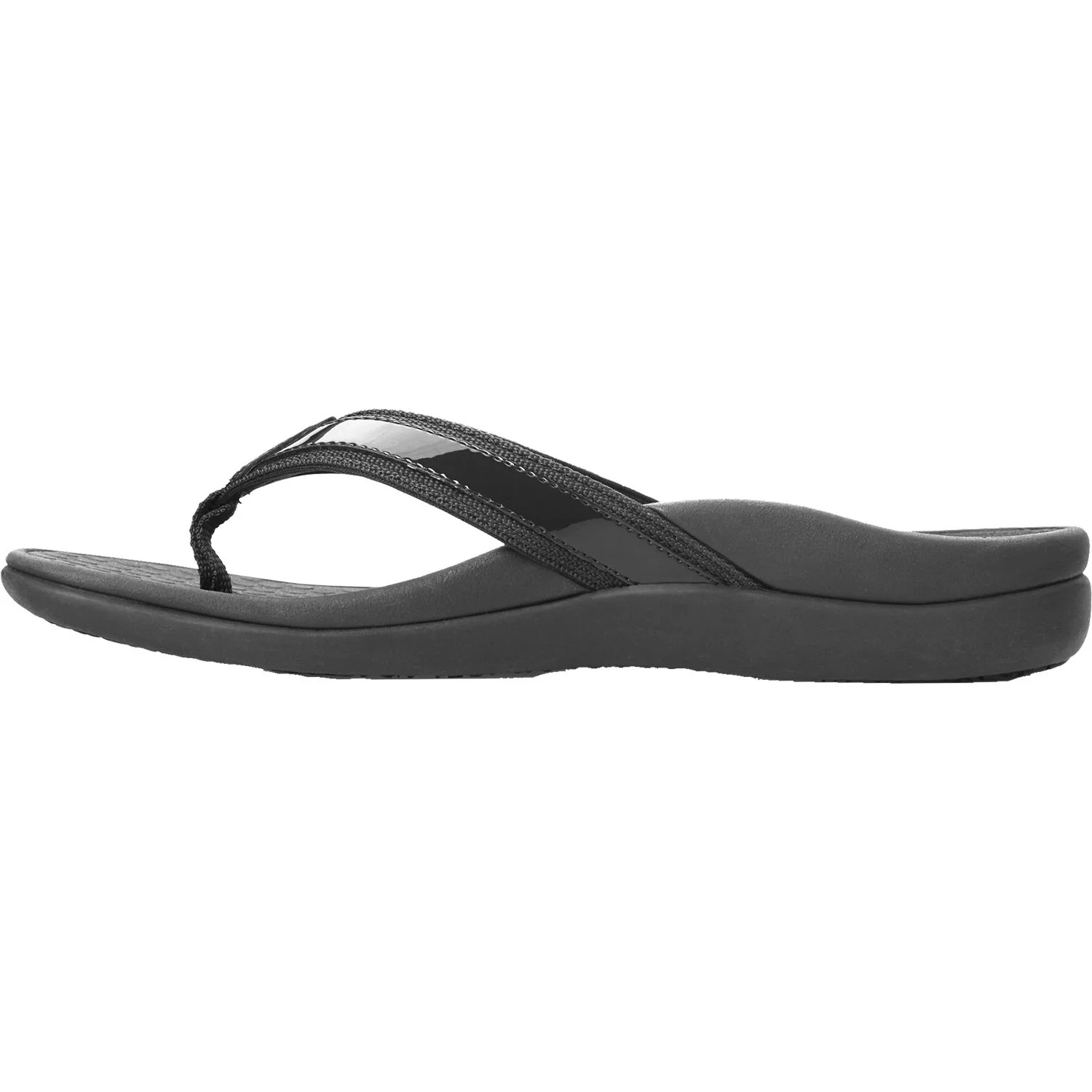 Vionic Tide II Patent Women's Toe Post Sandals Black Leather - Image 3