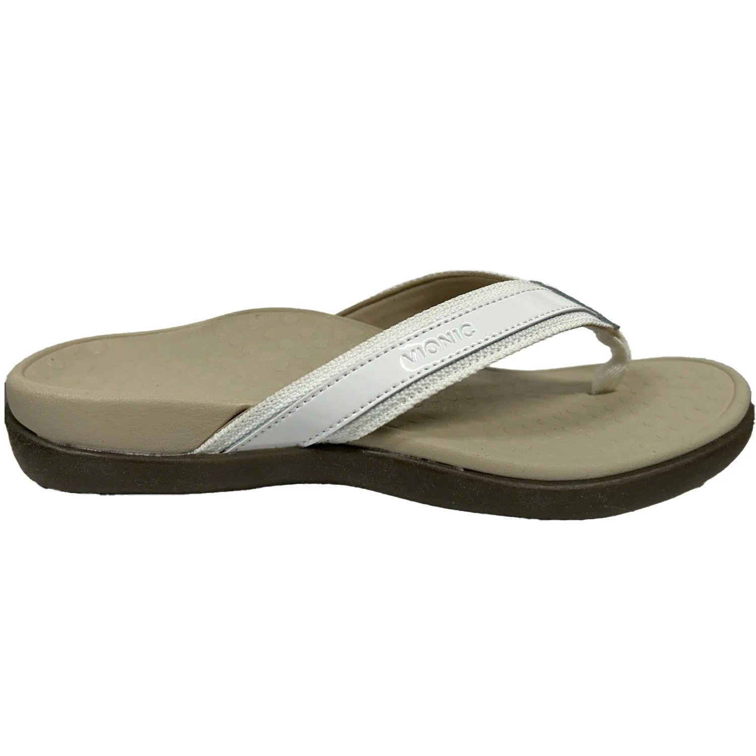 Vionic Tide II Women's Toe Post Sandals White Leather