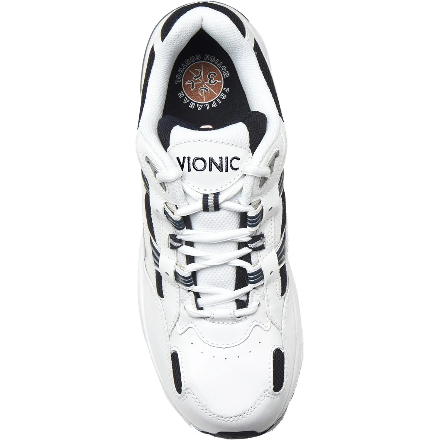 Vionic Walker Men's Walking Shoes White/Navy Leather - Image 2