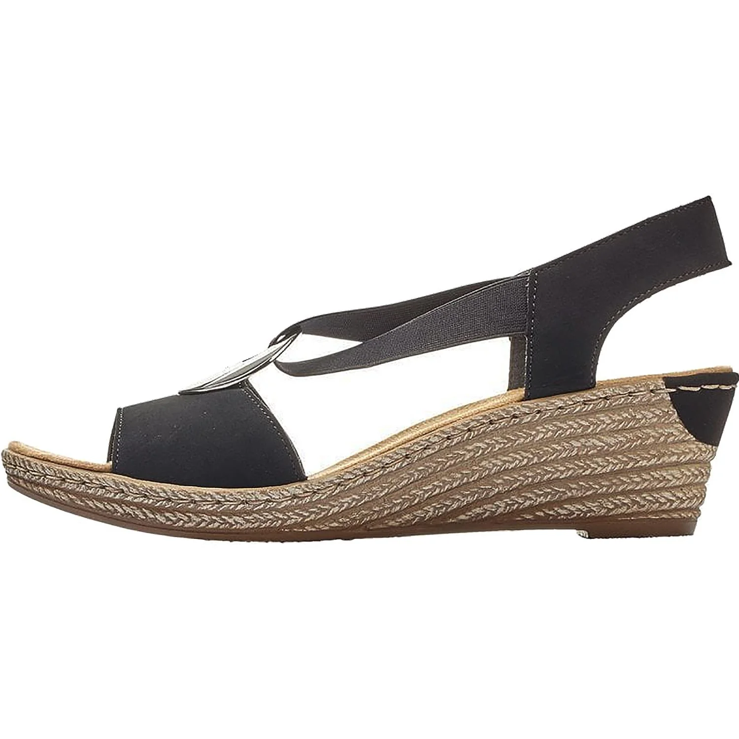 Rieker 624H6-00 Fanni H6 Women's Wedge Sandals Black Marokko Synthetic - Image 4