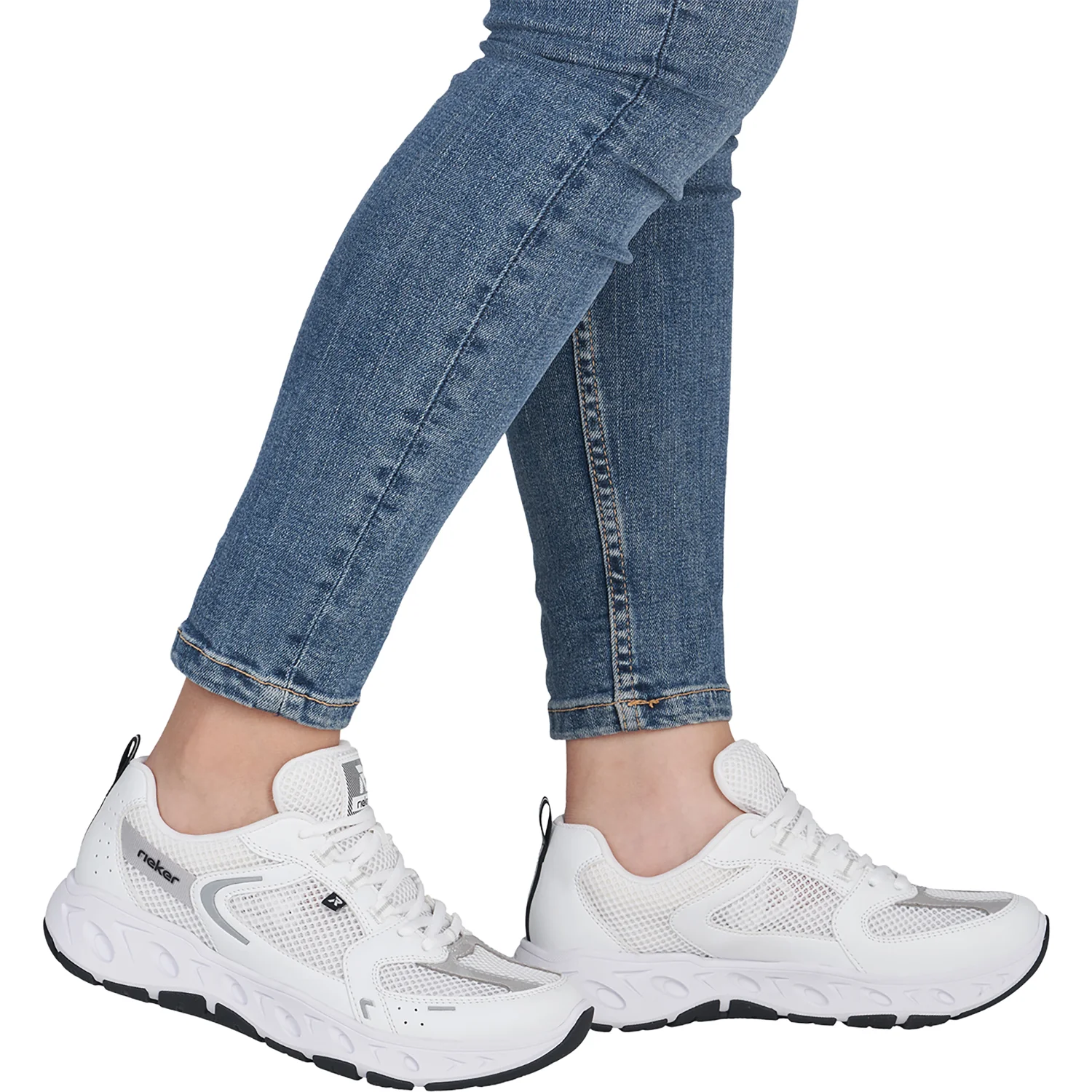 Rieker M6501-80 Edith 01 Women's Hands-Free Sneakers Weiss/Weiss/Cement - Image 6