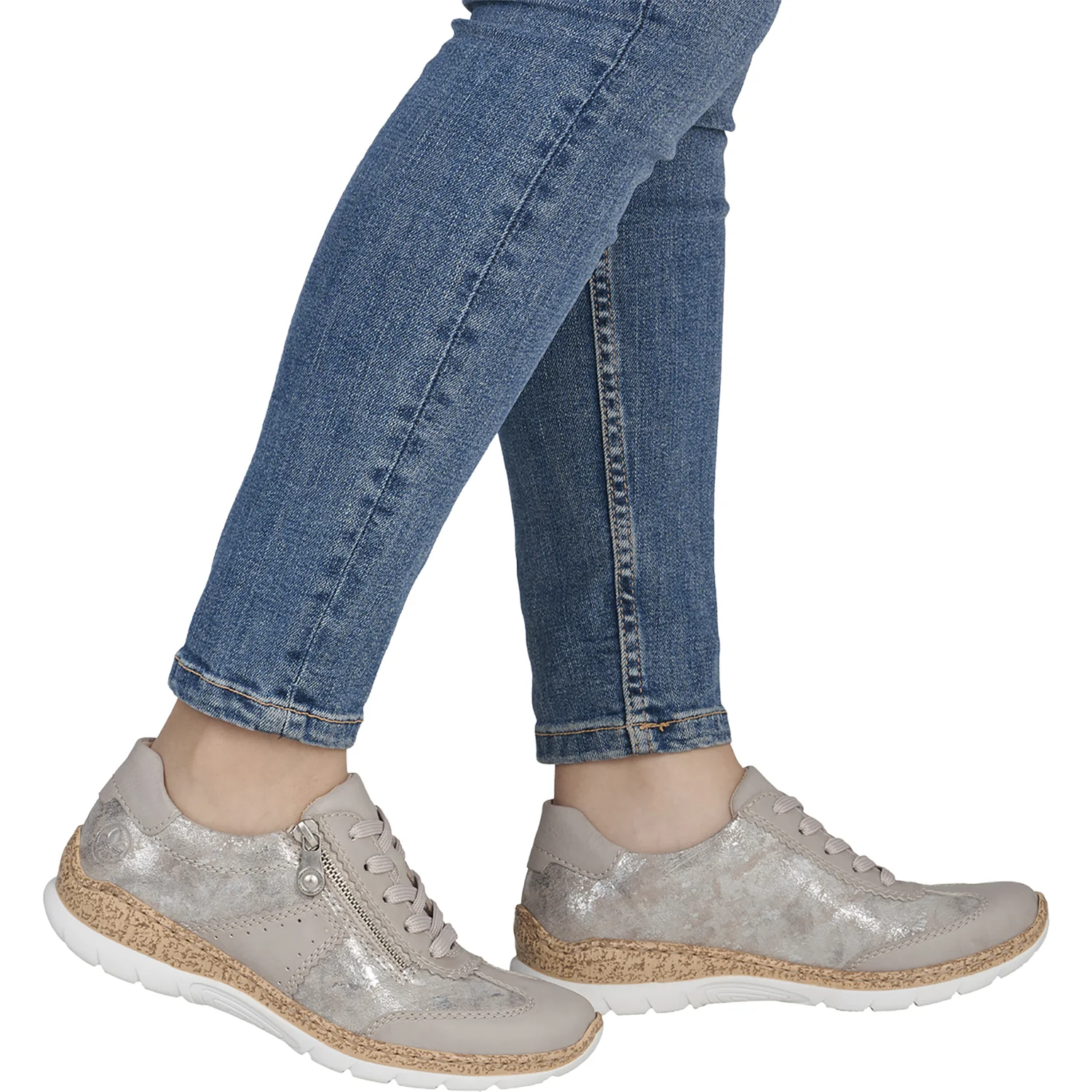 Rieker N4221-90 Nikita 21 Women's Sneakers Ice/Rose Metallic - Image 6