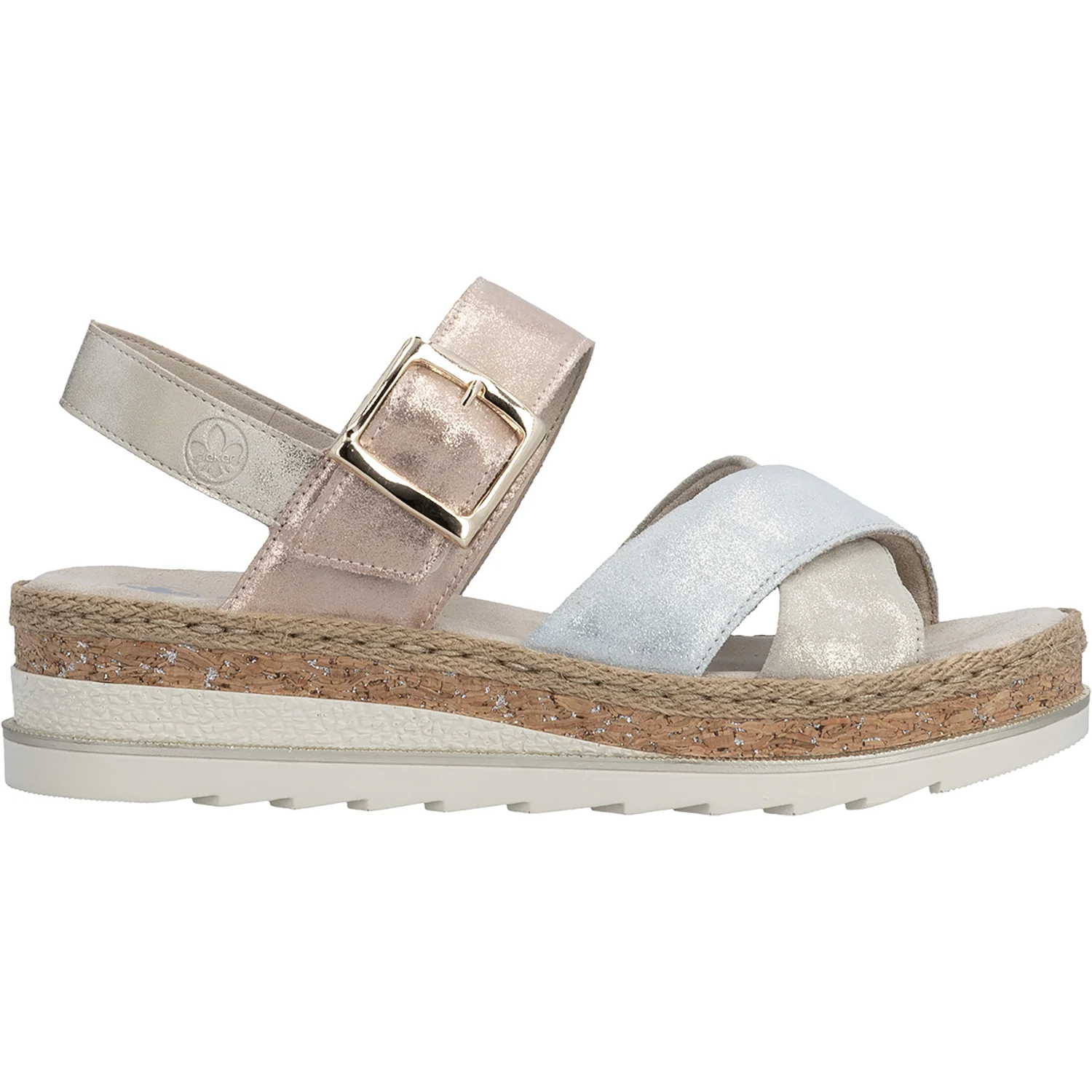 Rieker V7951-90 Women's Sandals Nude/Silver/Rosa/Muschel/Delphi/Delphi/Delphi/Alula
