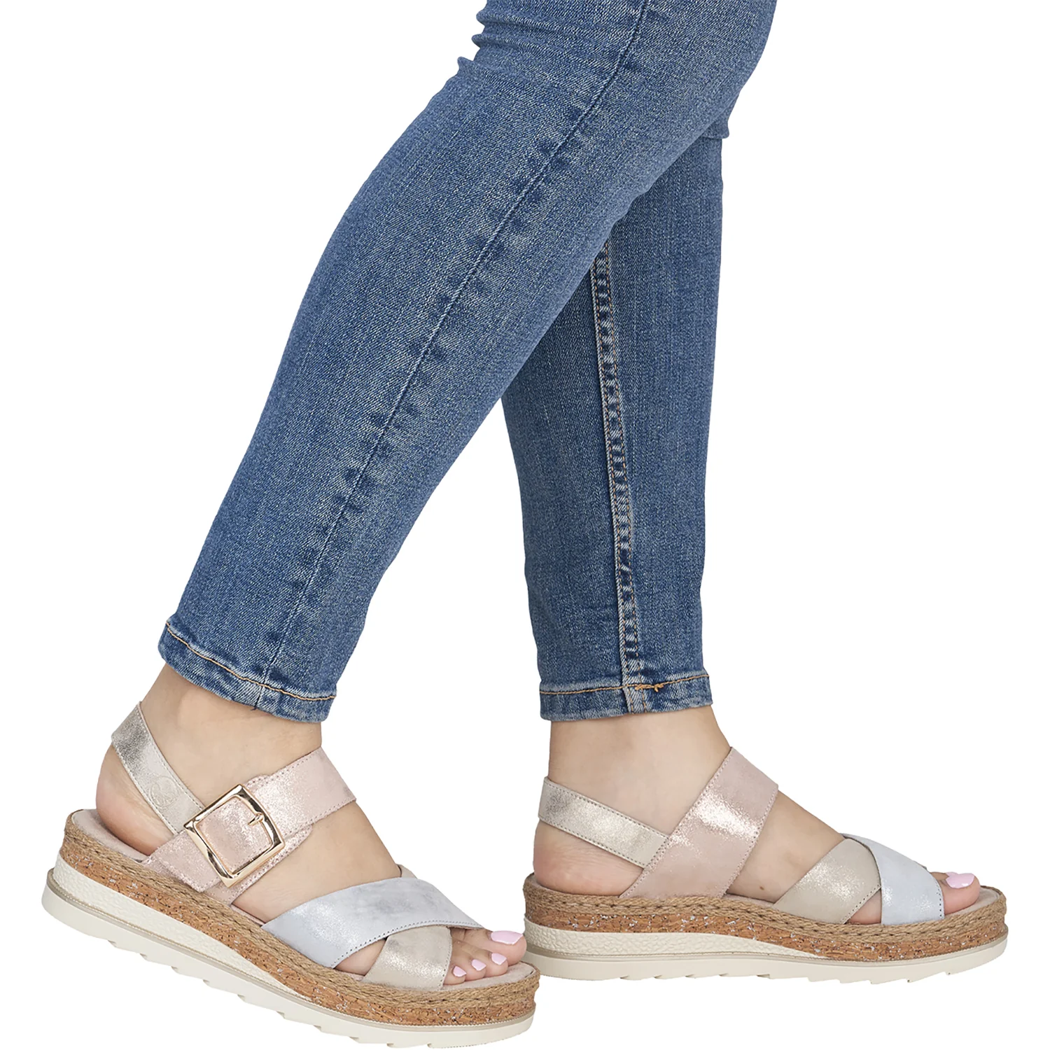 Rieker V7951-90 Women's Sandals Nude/Silver/Rosa/Muschel/Delphi/Delphi/Delphi/Alula - Image 6