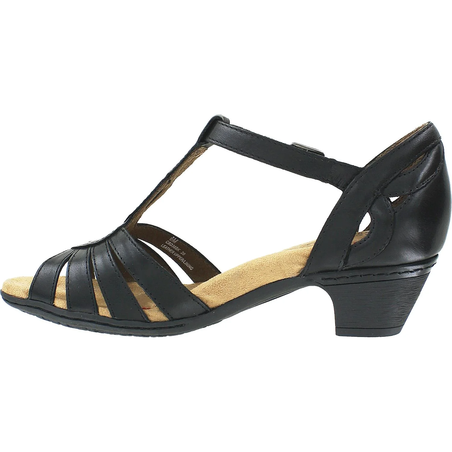 Women's Rockport Cobb Hill Abbott Curvy T-Strap Black Leather - Image 3