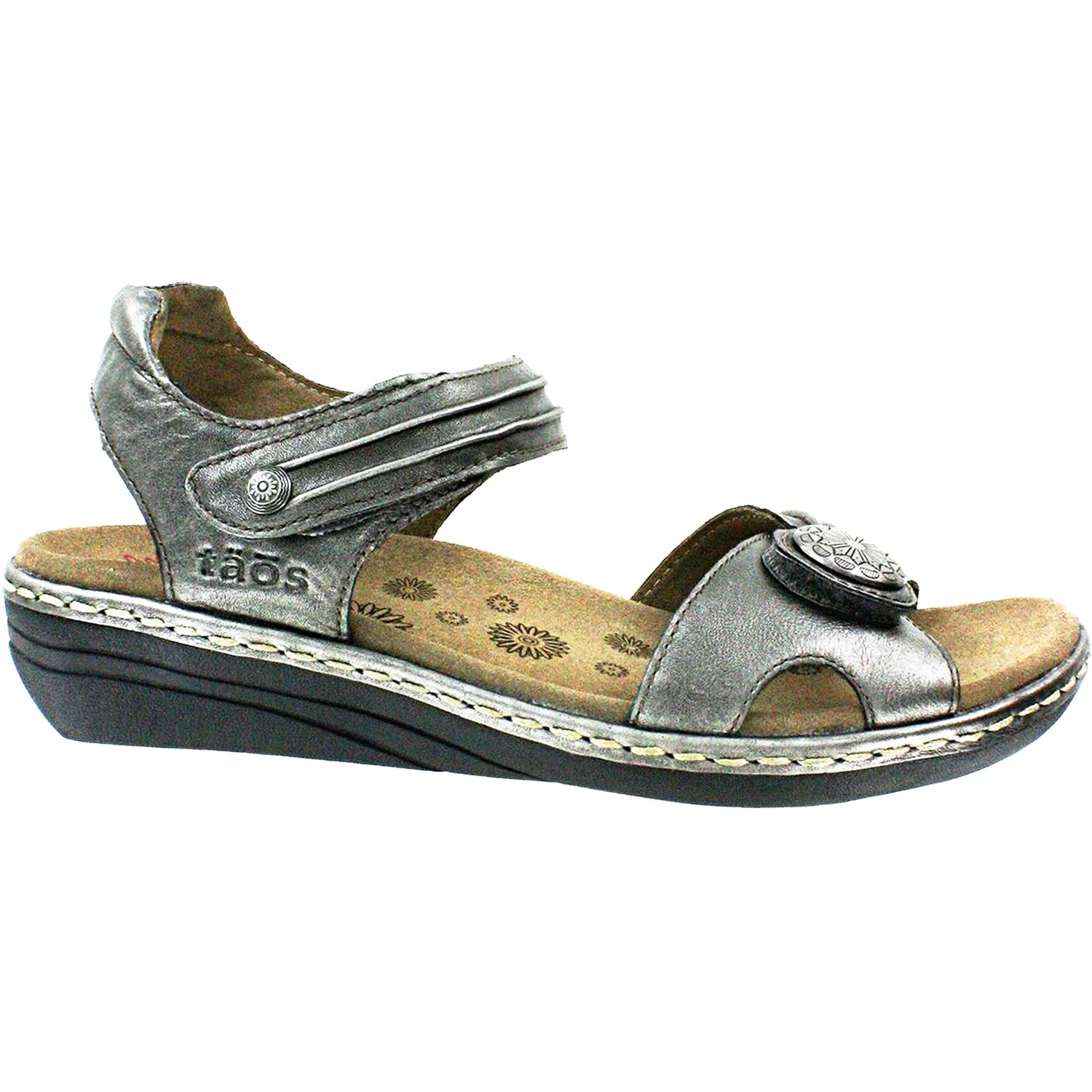 Taos Escape Women's Ankle Strap Sandals Pewter Leather