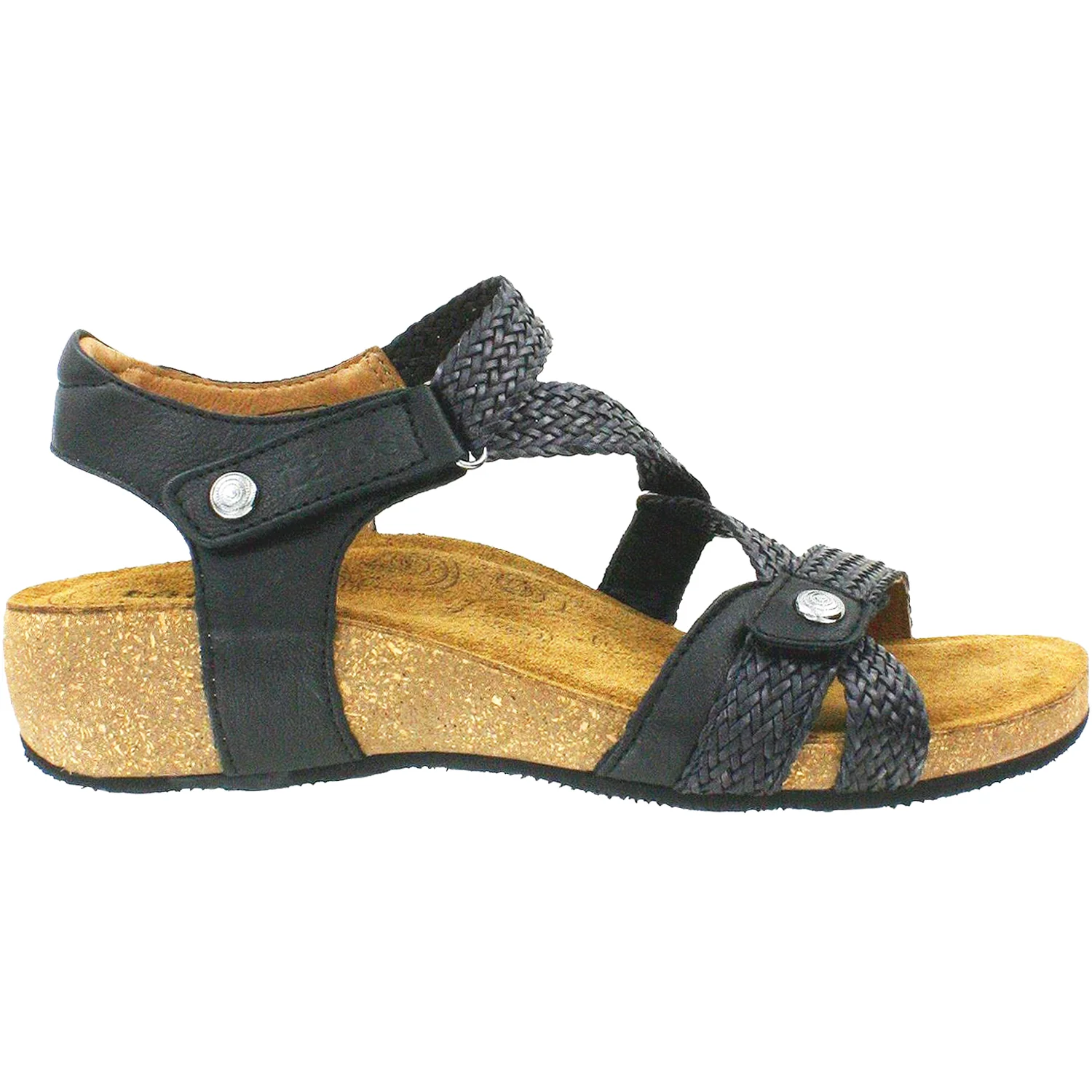 Taos Trulie Women's Wedge Heel Sandals Black Leather