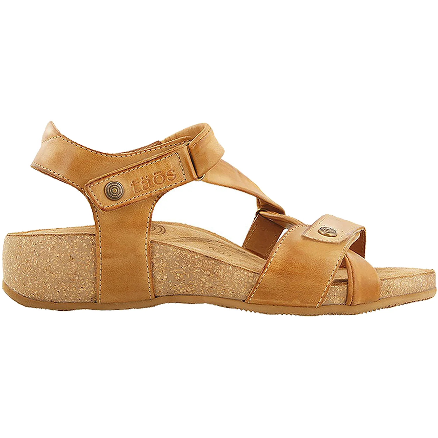 Taos Universe Women's Wedge Sandals Camel Leather