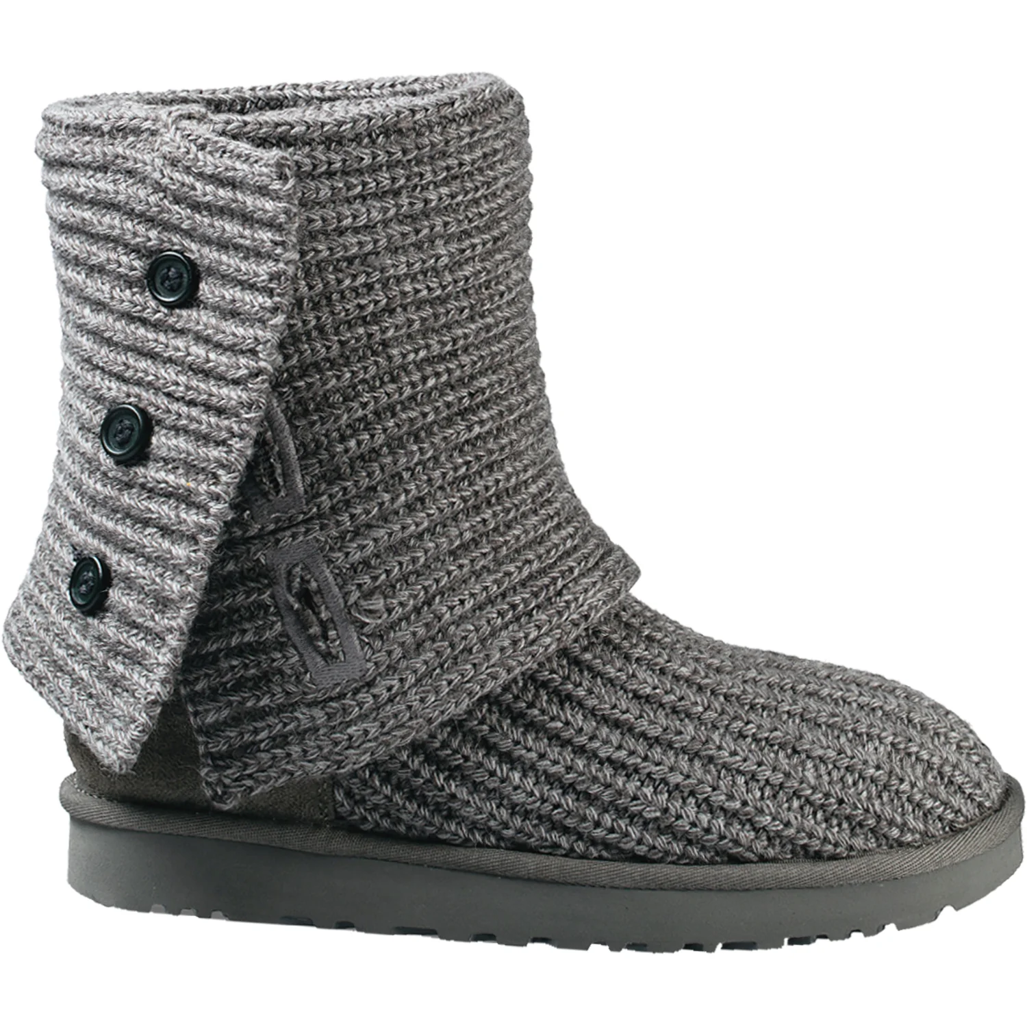 UGG Classic Cardy Women's Knit Boots Grey Knit Fabric - Image 3