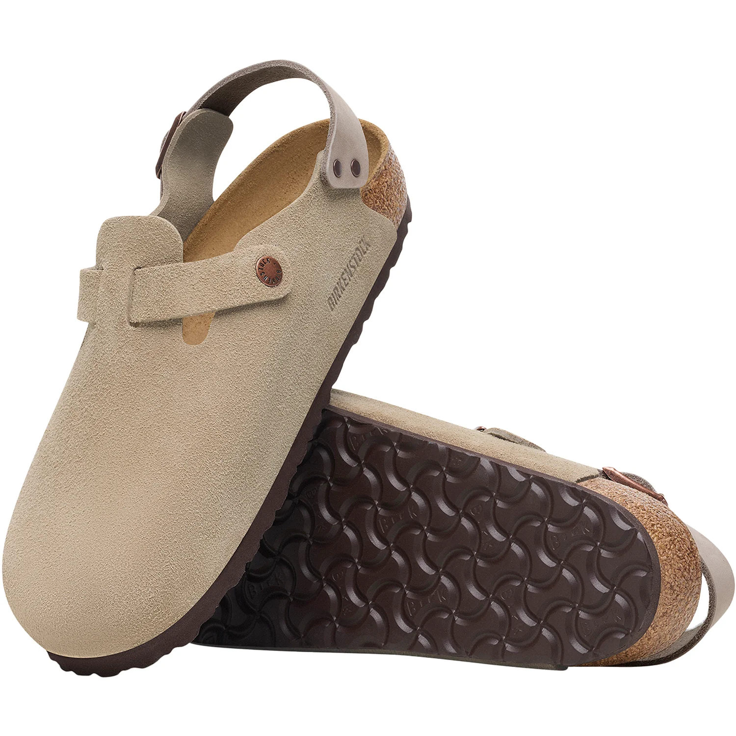 Birkenstock Tokio Unisex Clogs Taupe Suede - Image 3