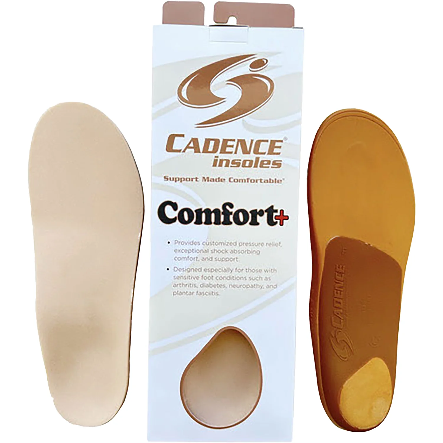 Cadence Comfort Plus Unisex Replacement Insoles Brown