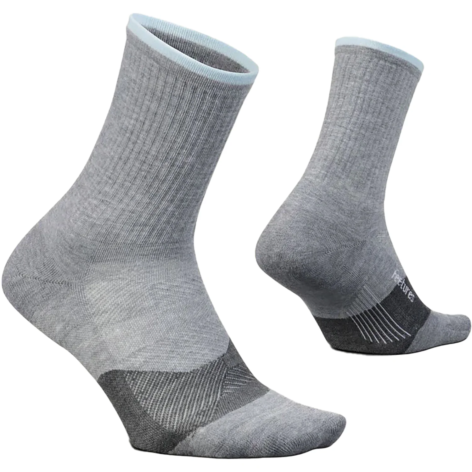 Feetures Trail Max Cushion Mini Crew Unisex Trail Socks Light Grey - Image 2