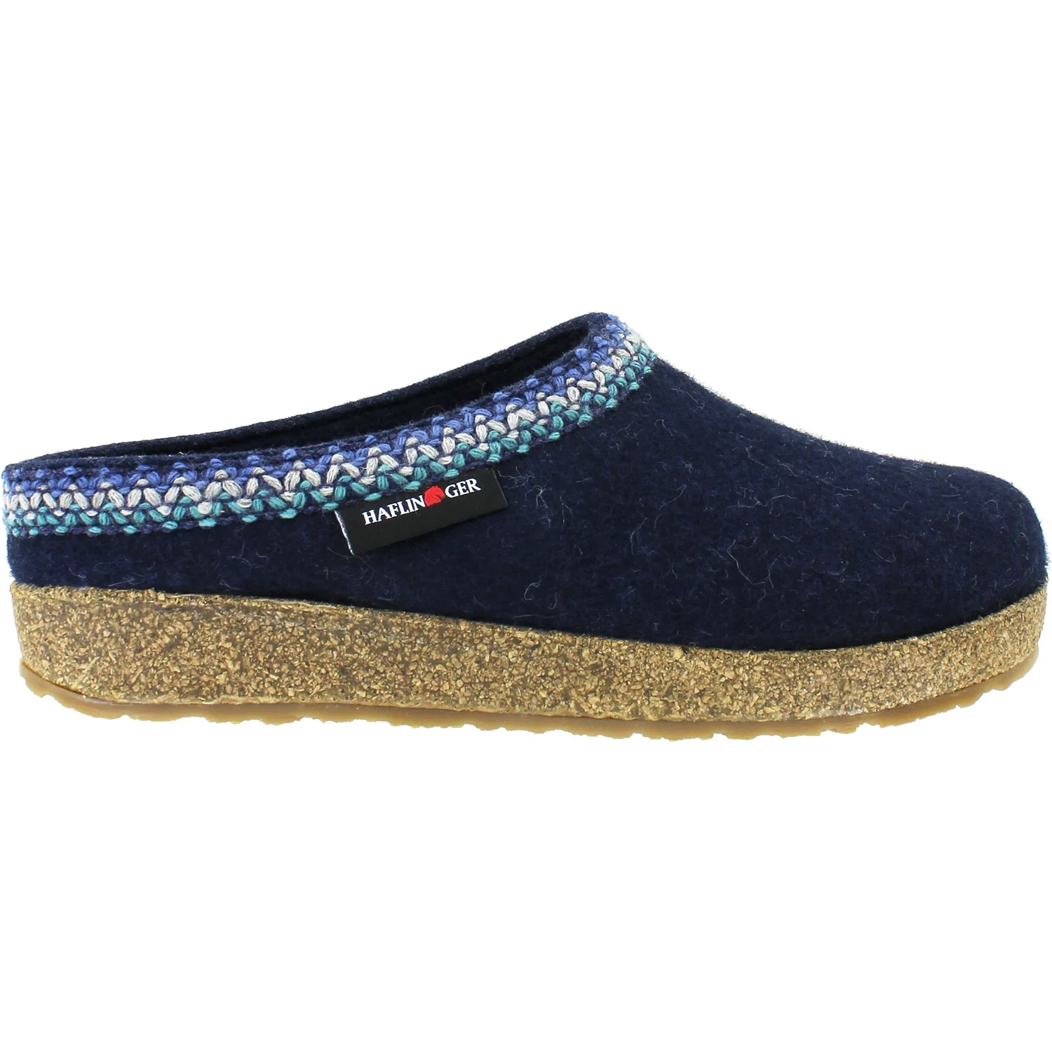 Haflinger Zig Zag Unisex Wool Clogs Captains Blue Wool