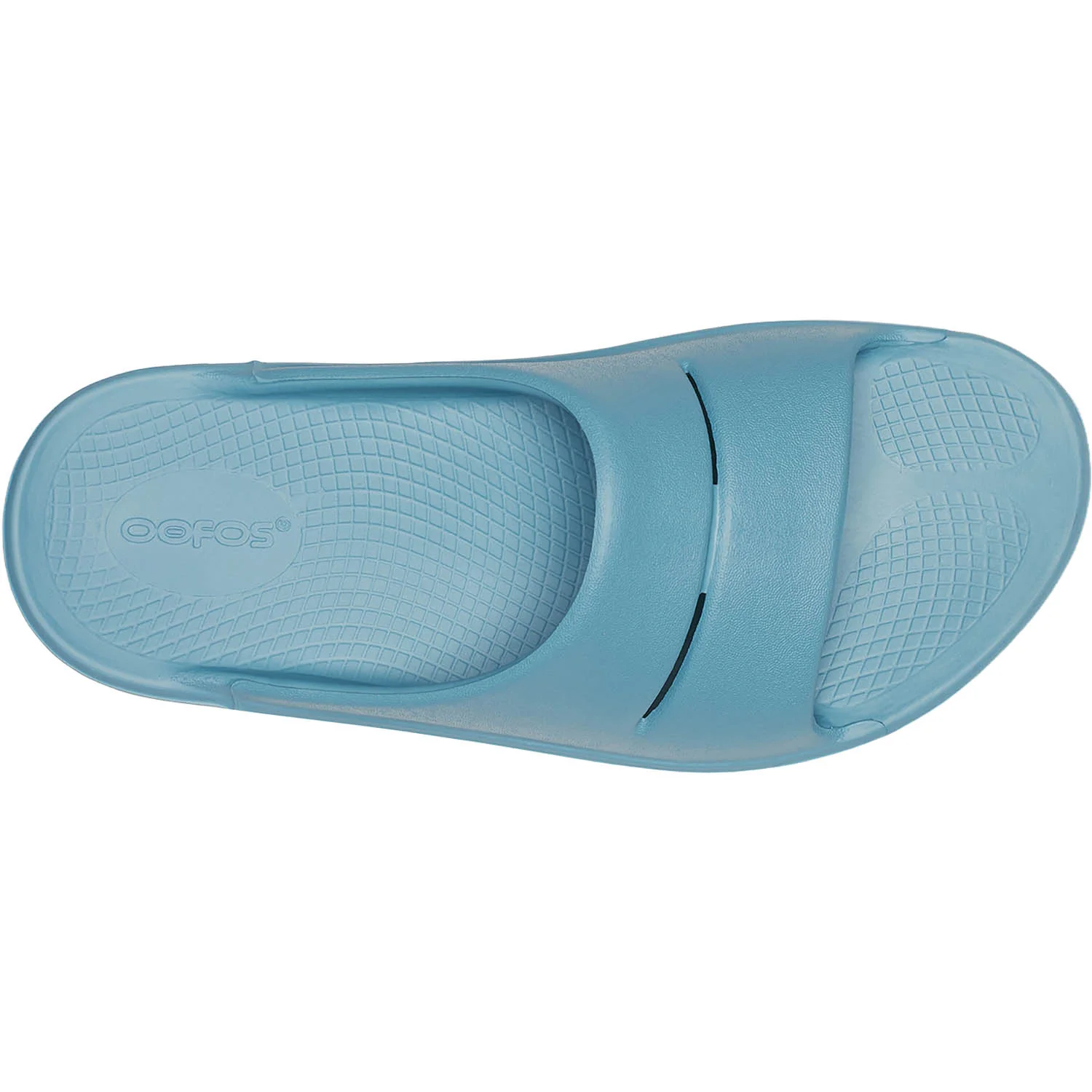 OOFOS OOahh Unisex Recovery Slide Sandals Ocean Blue - Image 2
