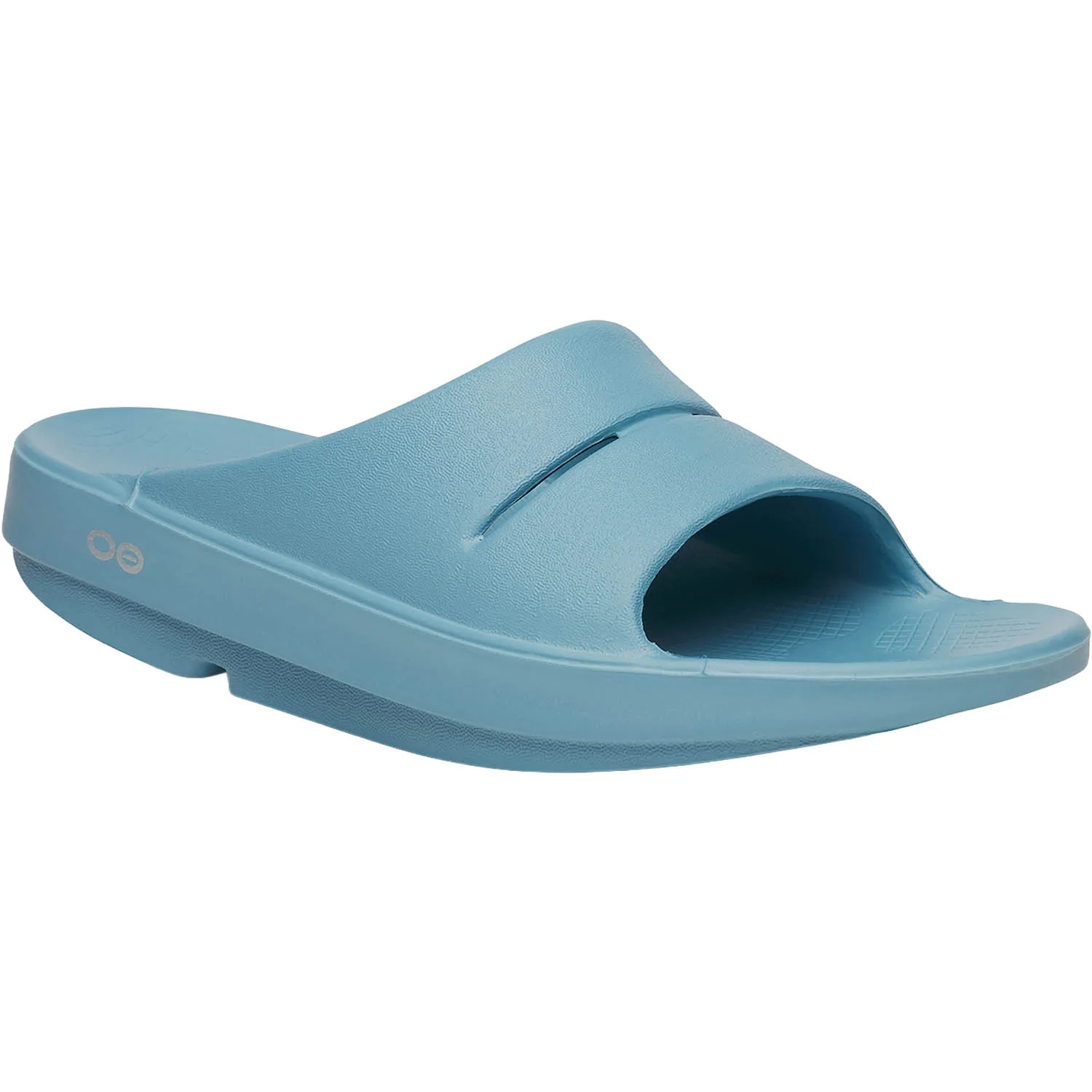 OOFOS OOahh Unisex Recovery Slide Sandals Ocean Blue - Image 5