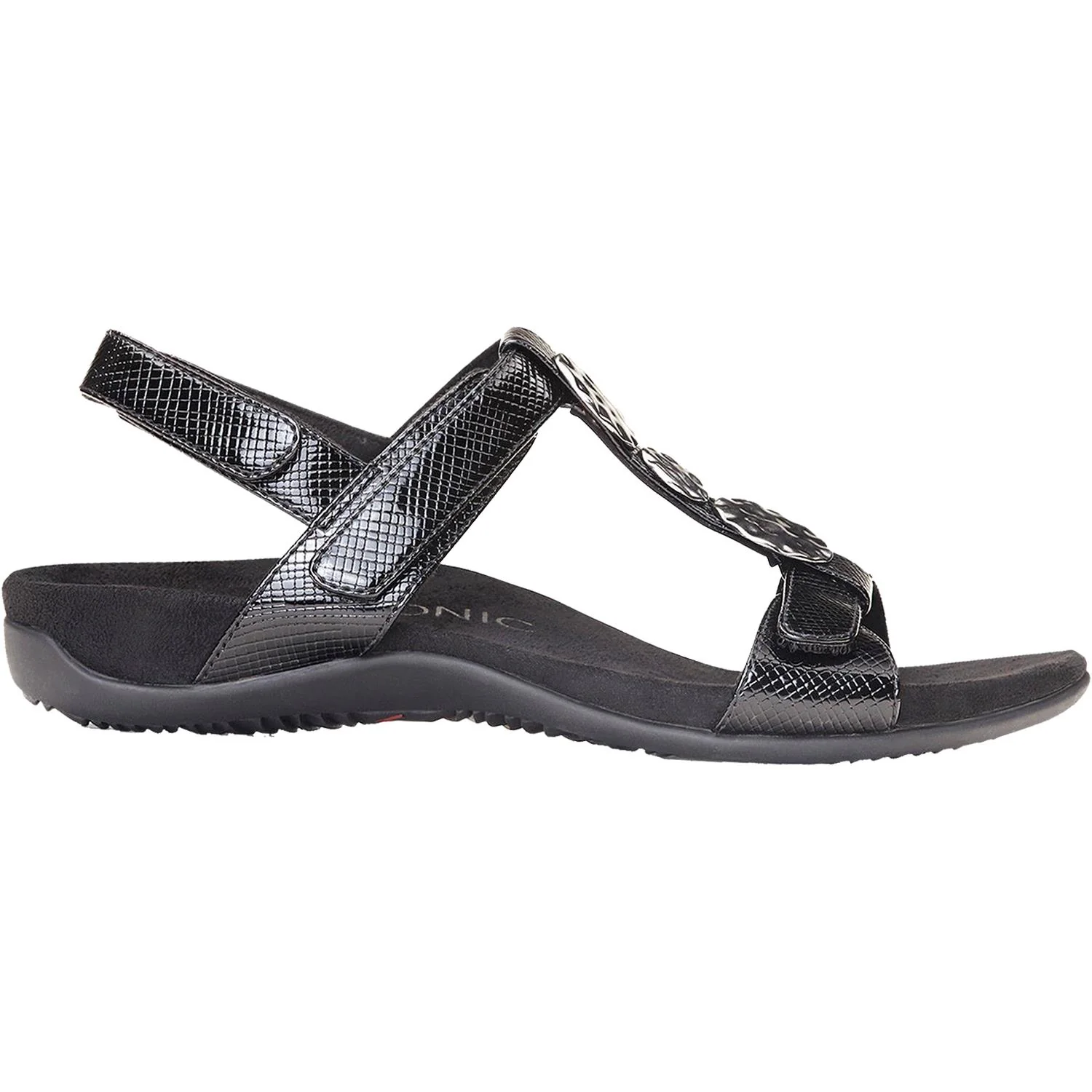Vionic Farra Lizard Women's Backstrap Sandals Black Faux Leather