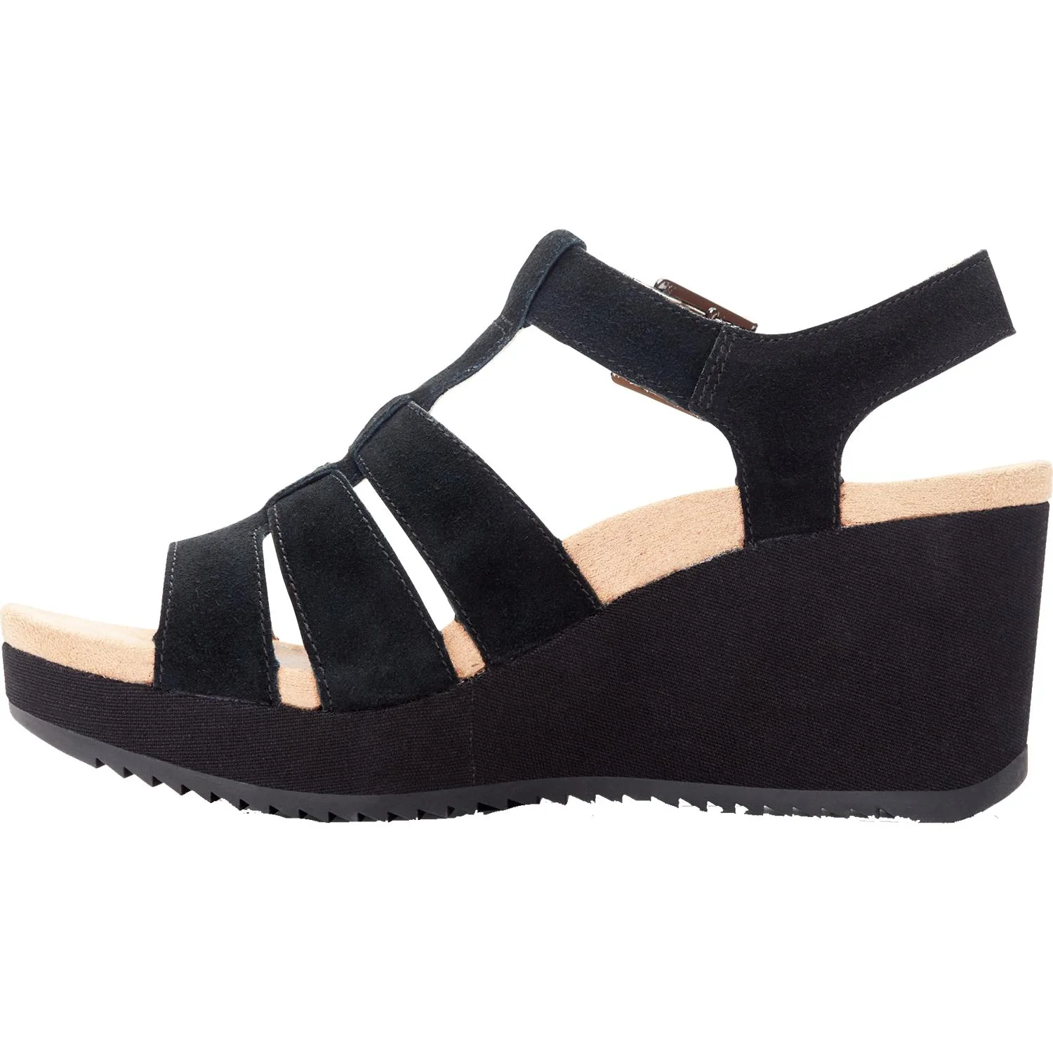 Vionic Tawny Women's Wedge Heel Sandals Black Suede - Image 3