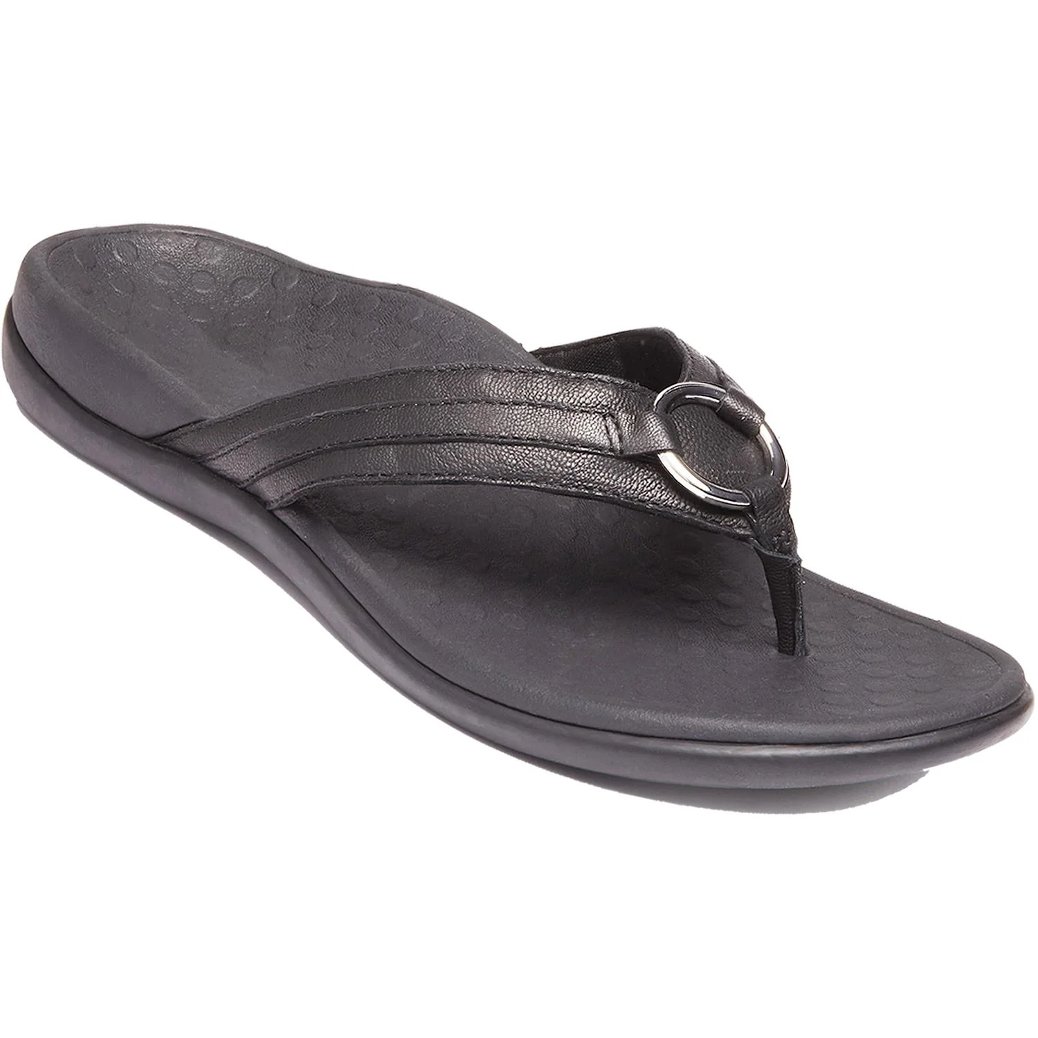 Vionic Tide Aloe Women's Flip Flopss Black Leather - Image 2