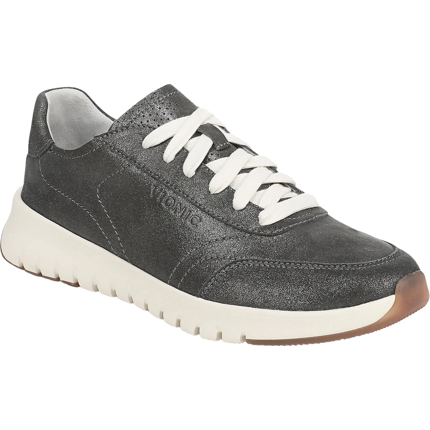 Vionic Uptown Sneaker Women's Casual Lace-Ups Polluted Silver Leather - Image 4
