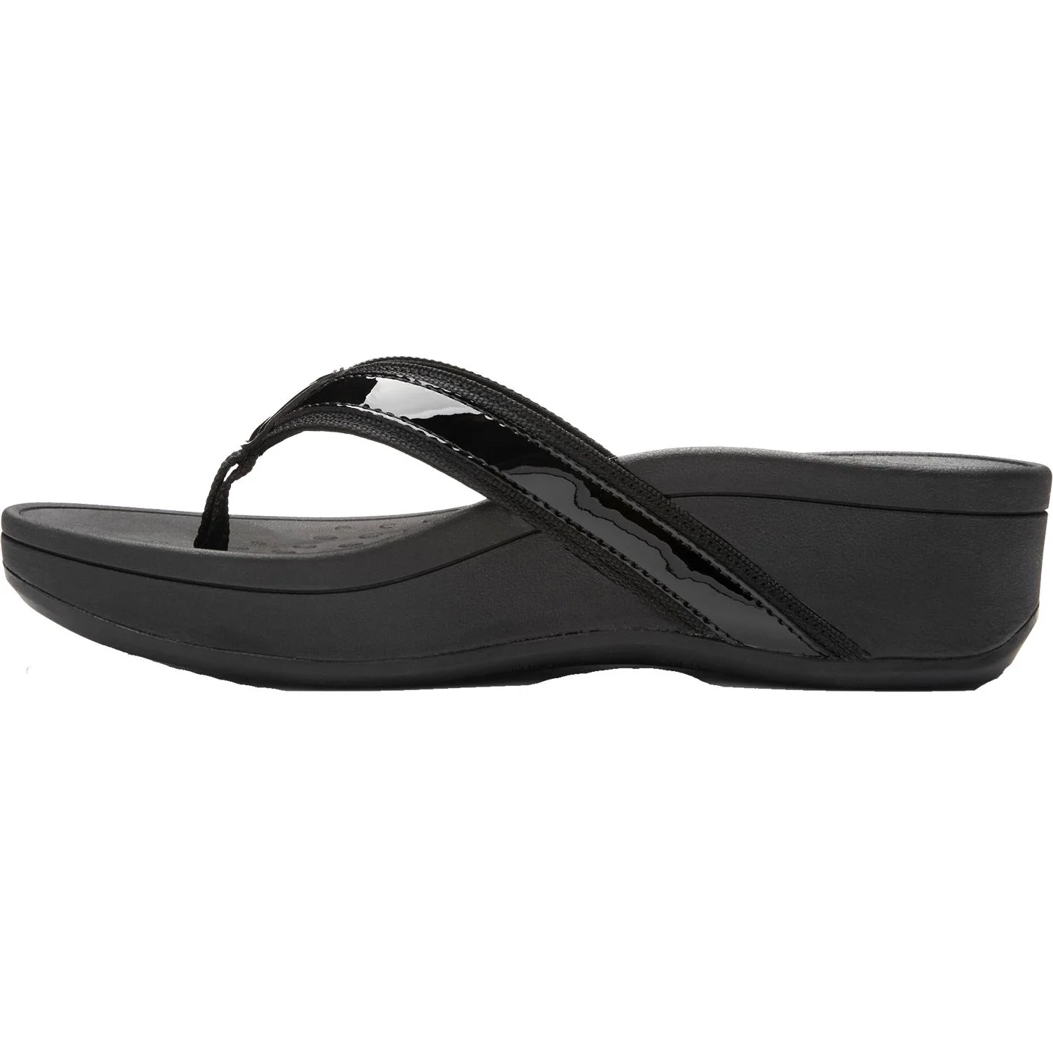 Vionic High Tide Women's Platform Sandals Black Fabric/Leather - Image 3