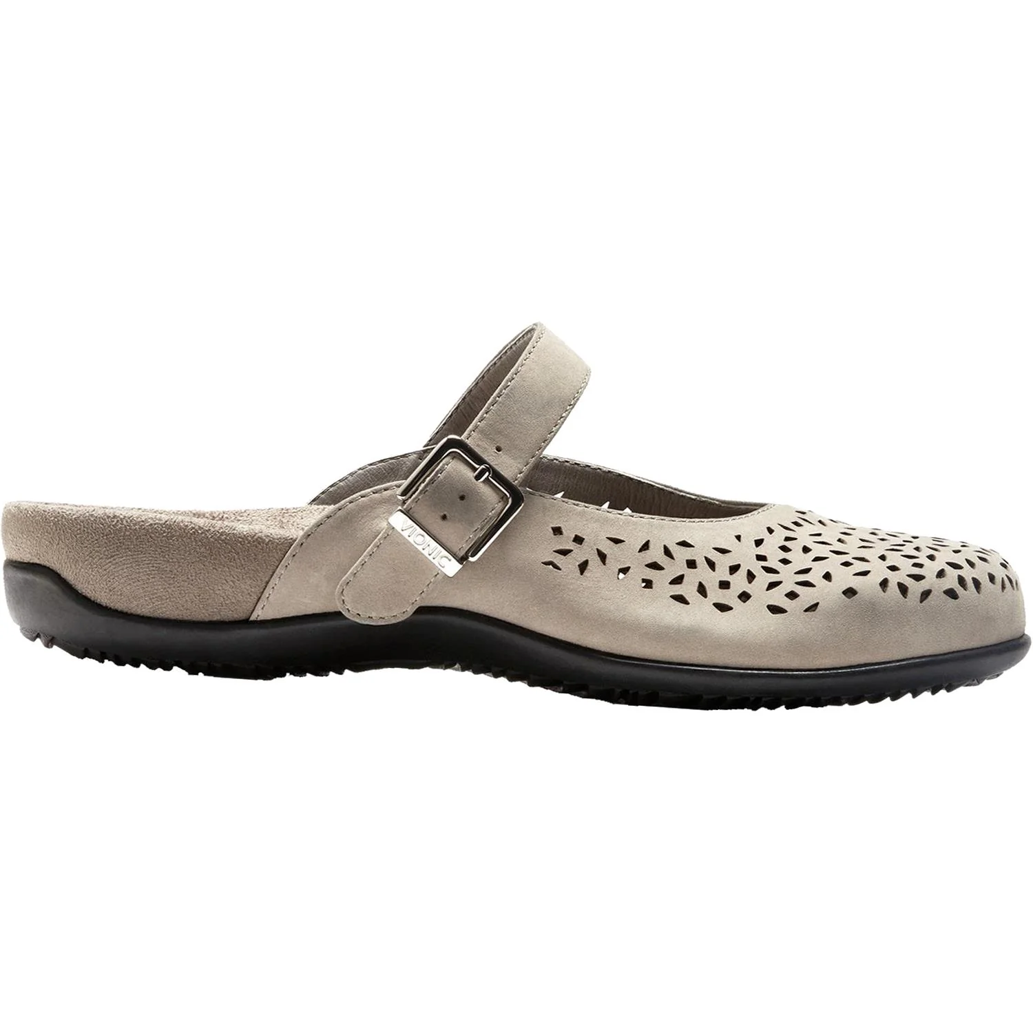 Vionic Lidia Women's Slip On Mules Grey Leather