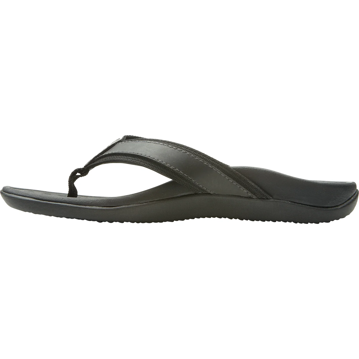 Vionic Tide Men's Flip Flopss Black Leather - Image 3
