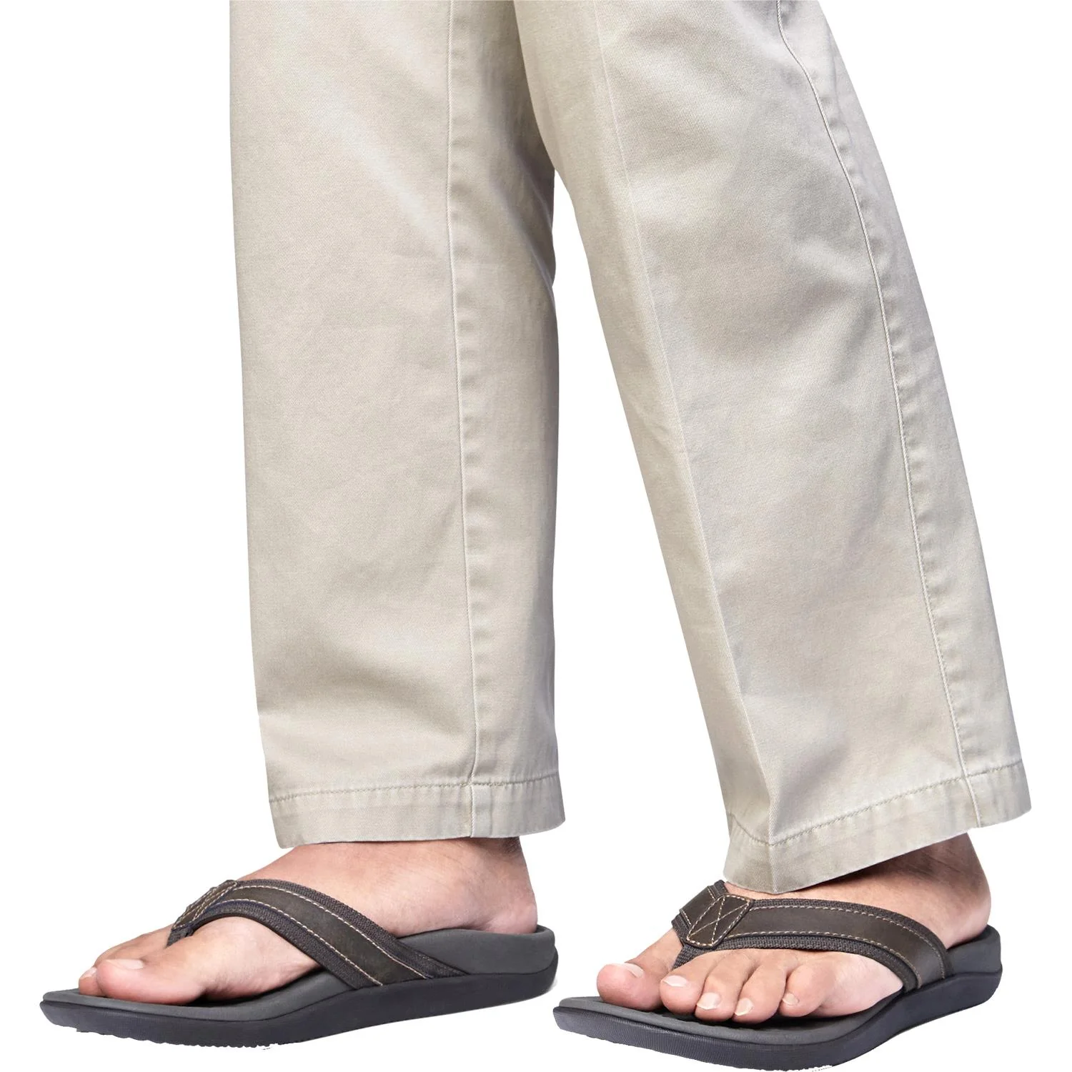 Vionic Tide Men's Flip Flopss Black Leather - Image 4