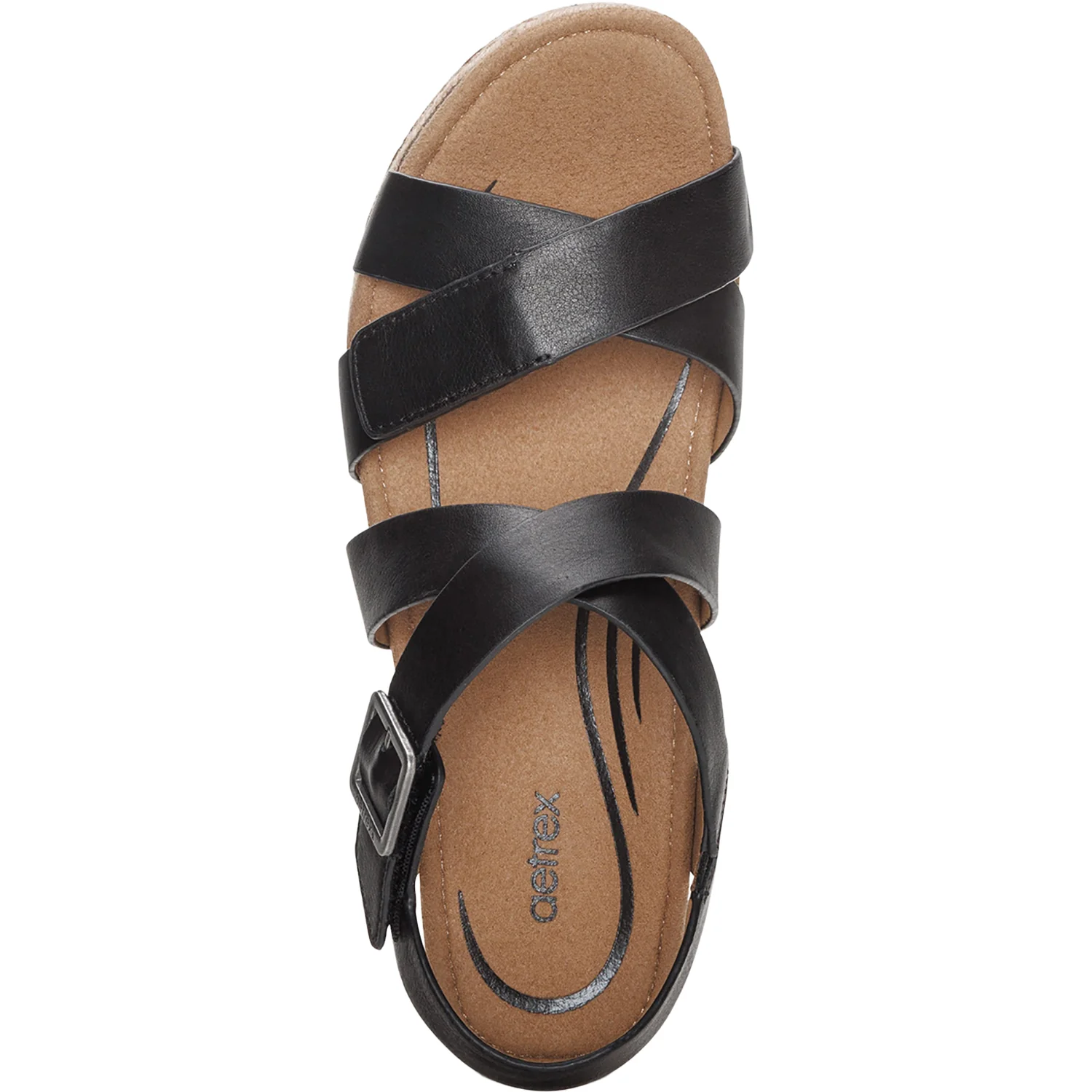 Aetrex Anna Women's Wedge Sandals Black - Image 2