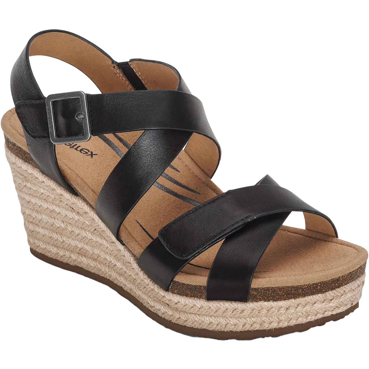Aetrex Anna Women's Wedge Sandals Black - Image 5