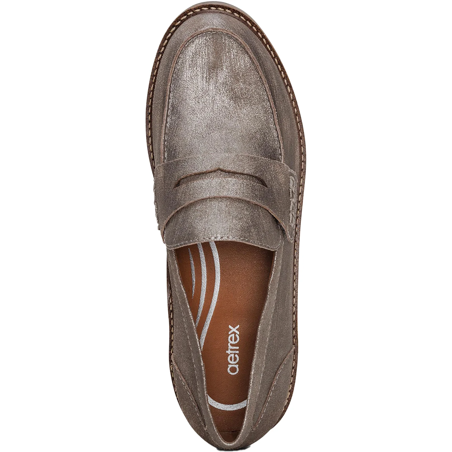 Aetrex Collette Women's Slip Ons Brushed Silver - Image 2