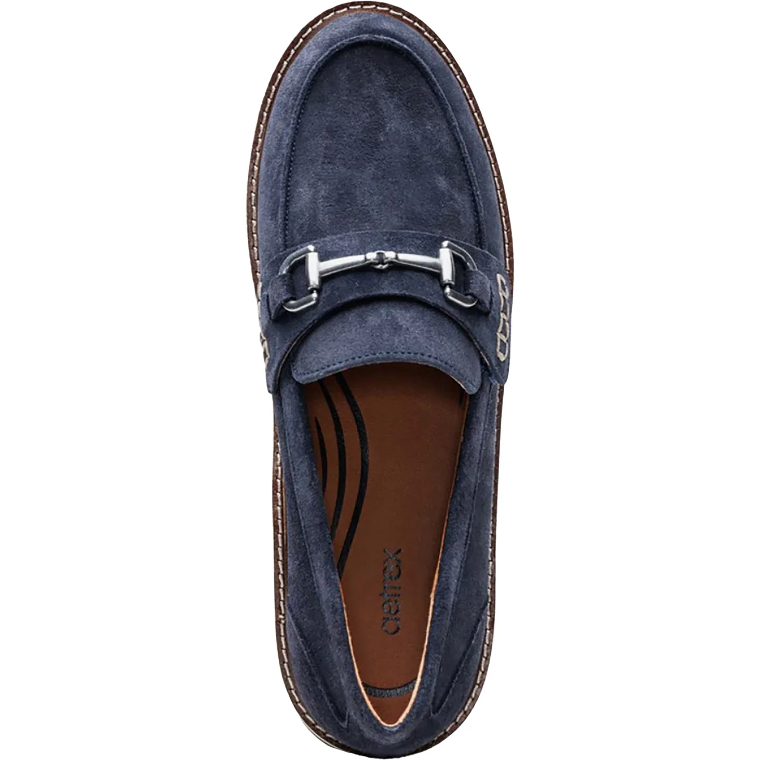 Aetrex Collette Women's Slip Ons Navy Suede - Image 2