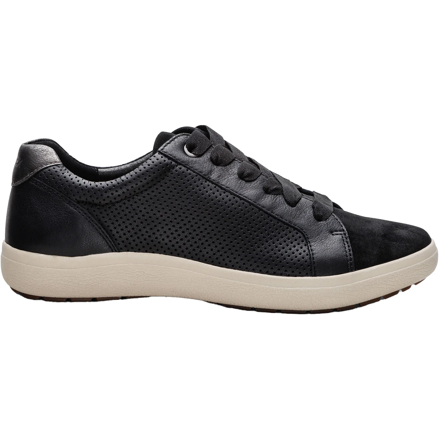 Aetrex Courtney Women's Sporty Lace Up Shoes Black Perf Leather/Suede