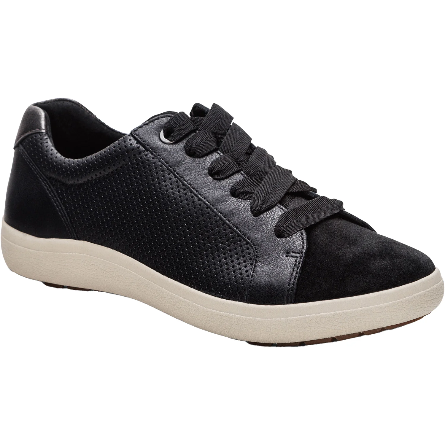 Aetrex Courtney Women's Sporty Lace Up Shoes Black Perf Leather/Suede - Image 5