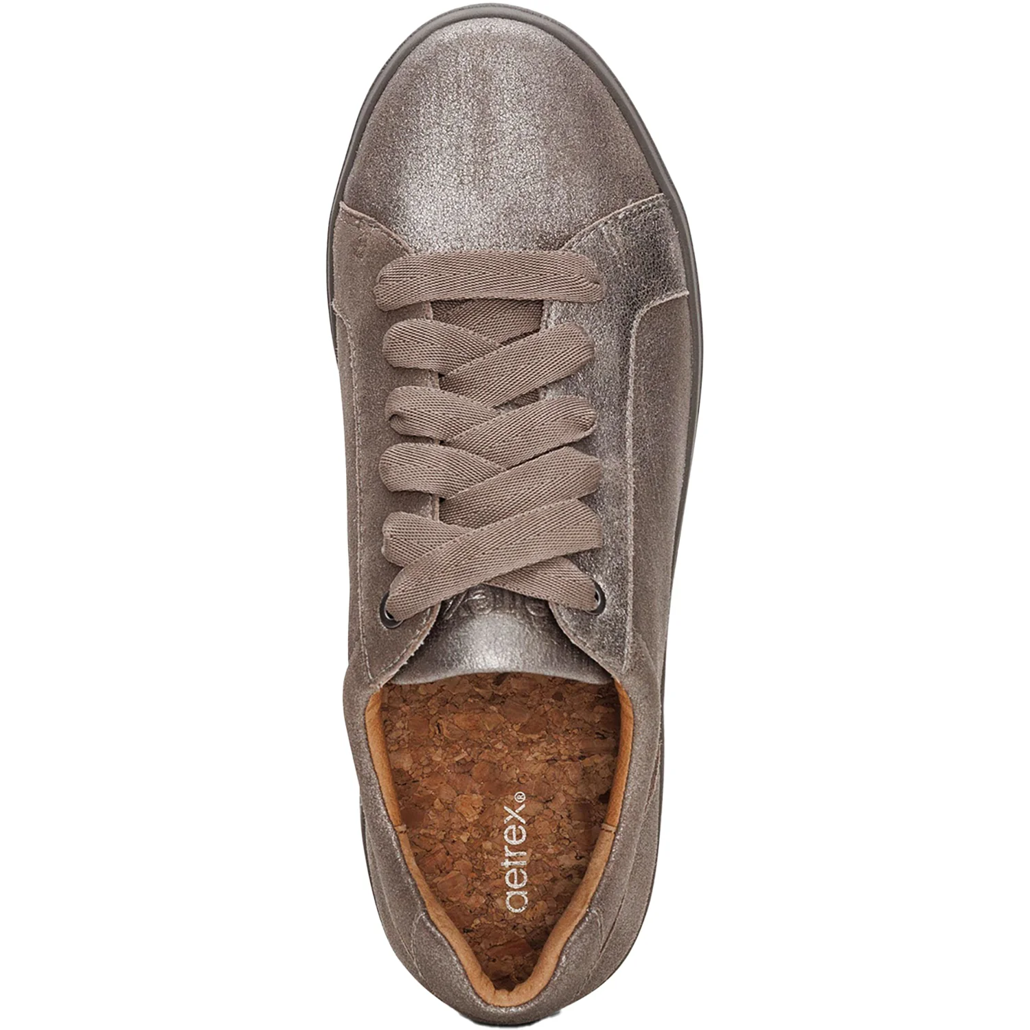 Aetrex Courtney Women's Shoes Brushed Silver Leather - Image 2