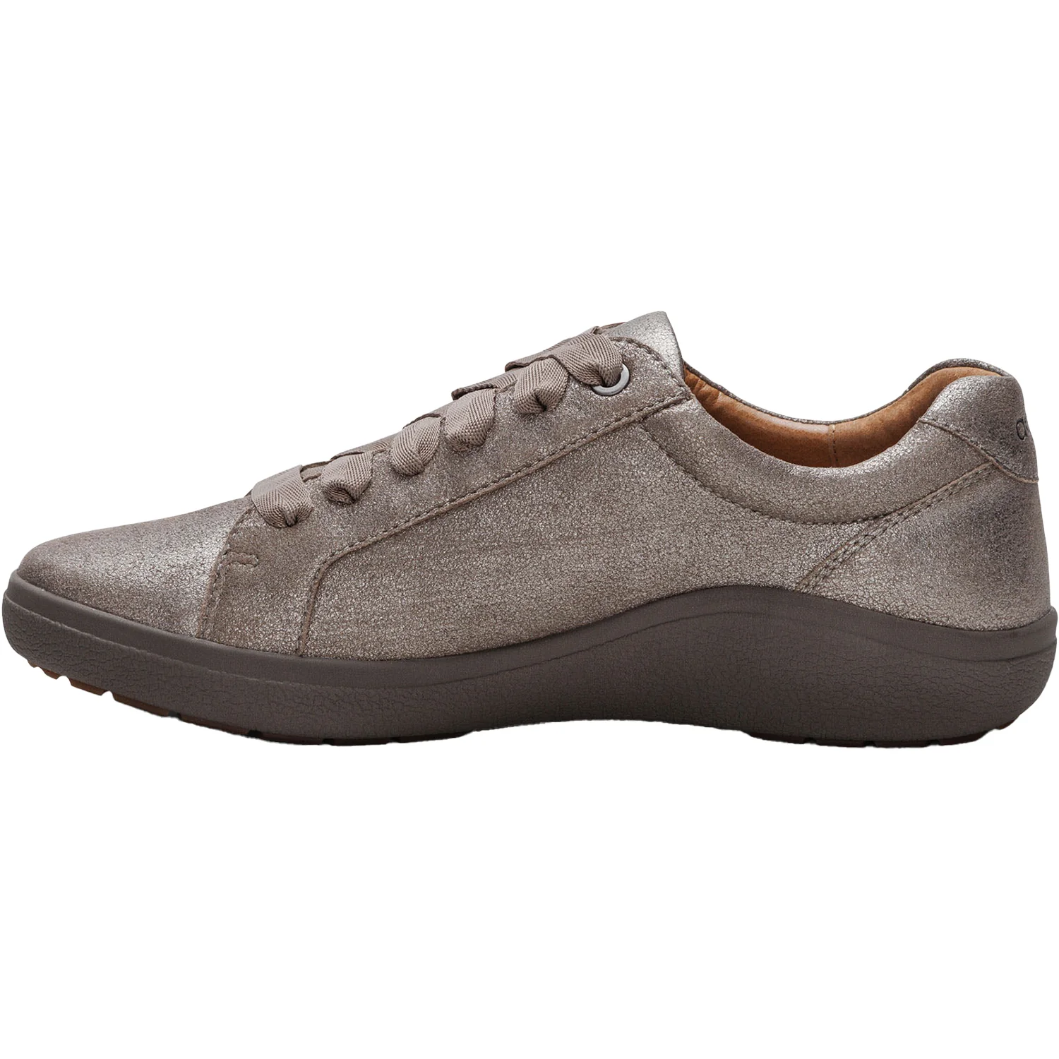 Aetrex Courtney Women's Shoes Brushed Silver Leather - Image 3