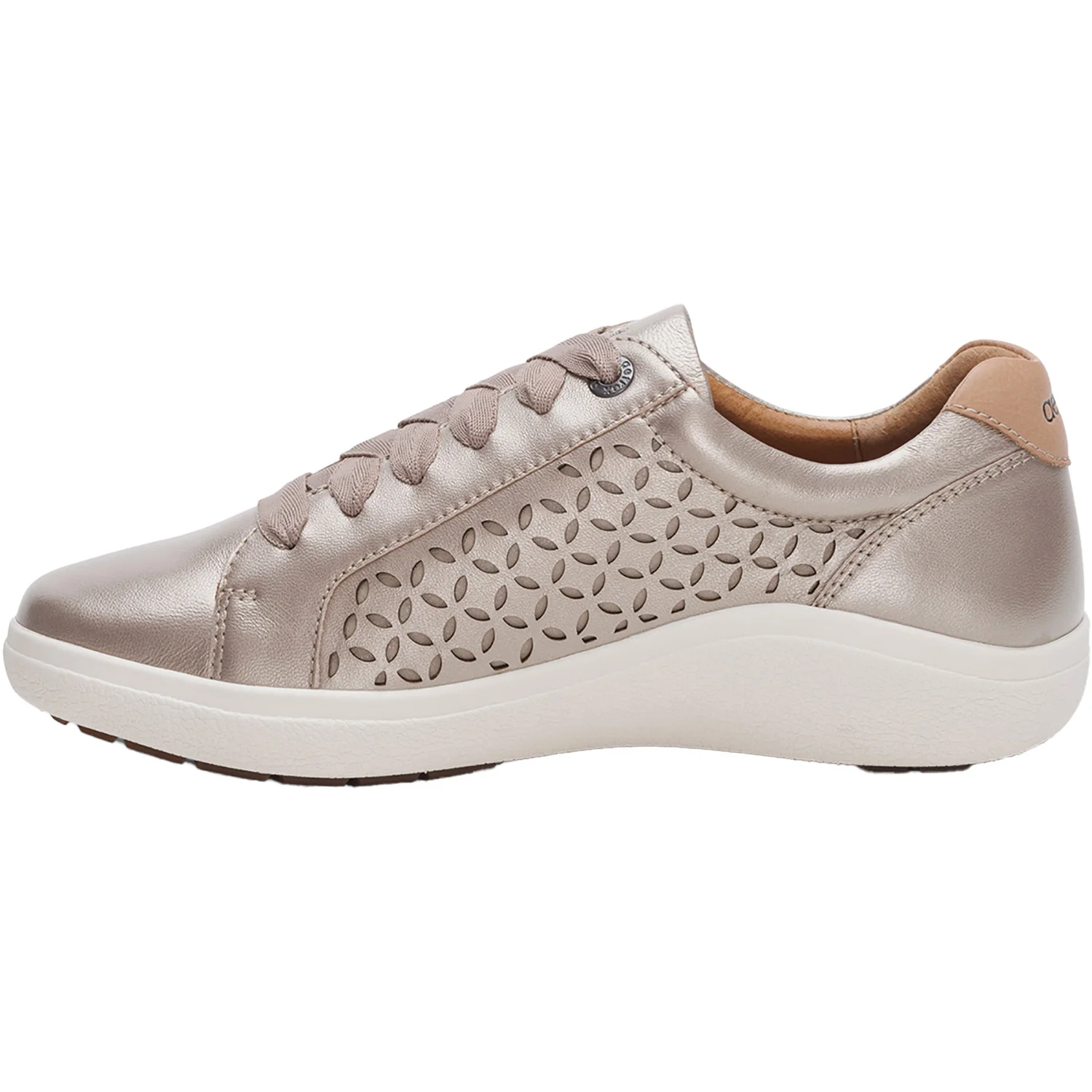 Aetrex Courtney Cutout Women's Sporty Lace Up Shoes White Gold - Image 3