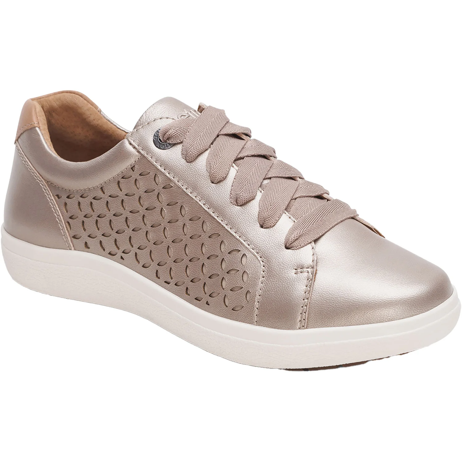 Aetrex Courtney Cutout Women's Sporty Lace Up Shoes White Gold - Image 5