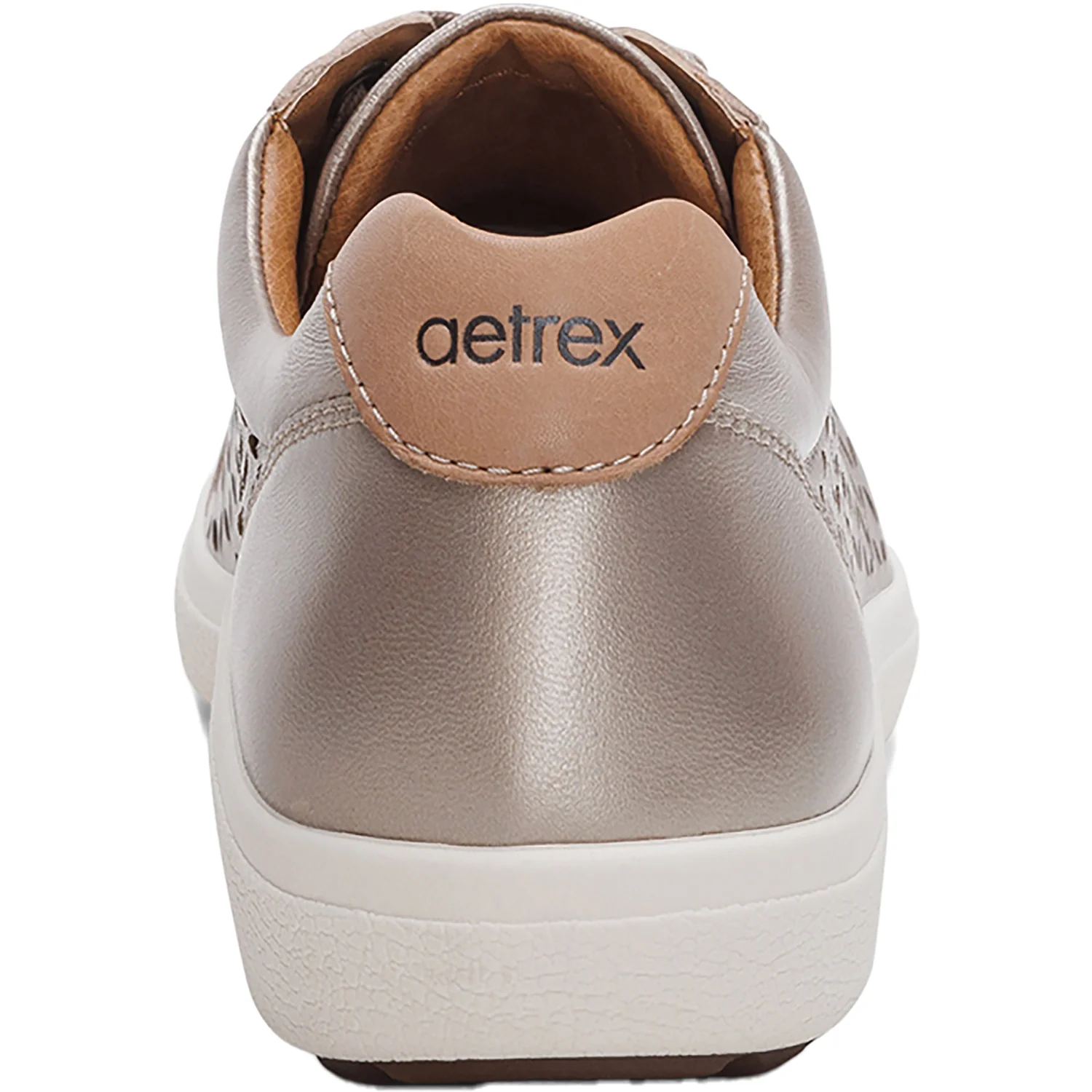 Aetrex Courtney Cutout Women's Sporty Lace Up Shoes White Gold - Image 6