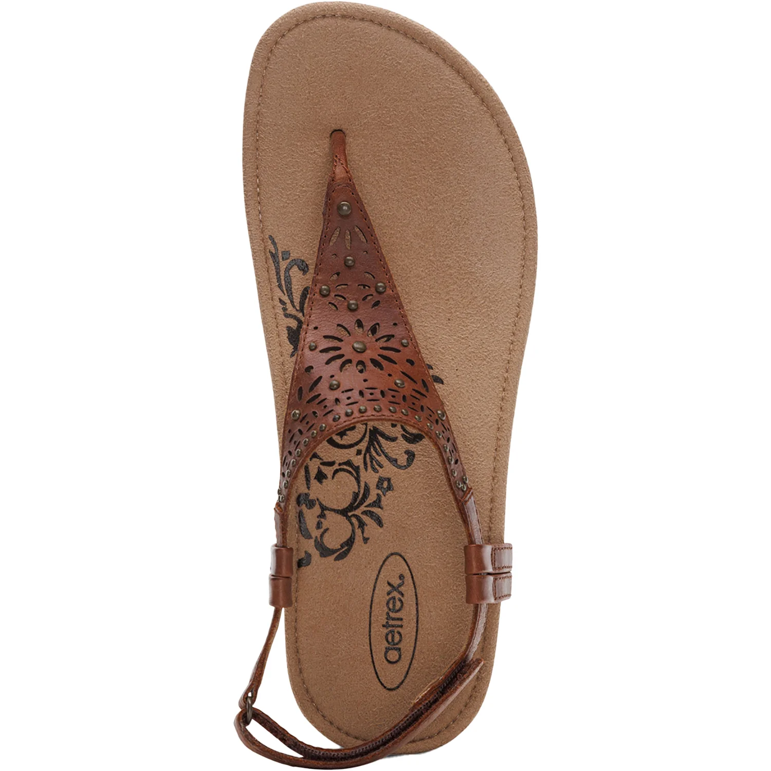 Aetrex Evelyn Women's Sandals Thong Sandals Walnut Leather - Image 2