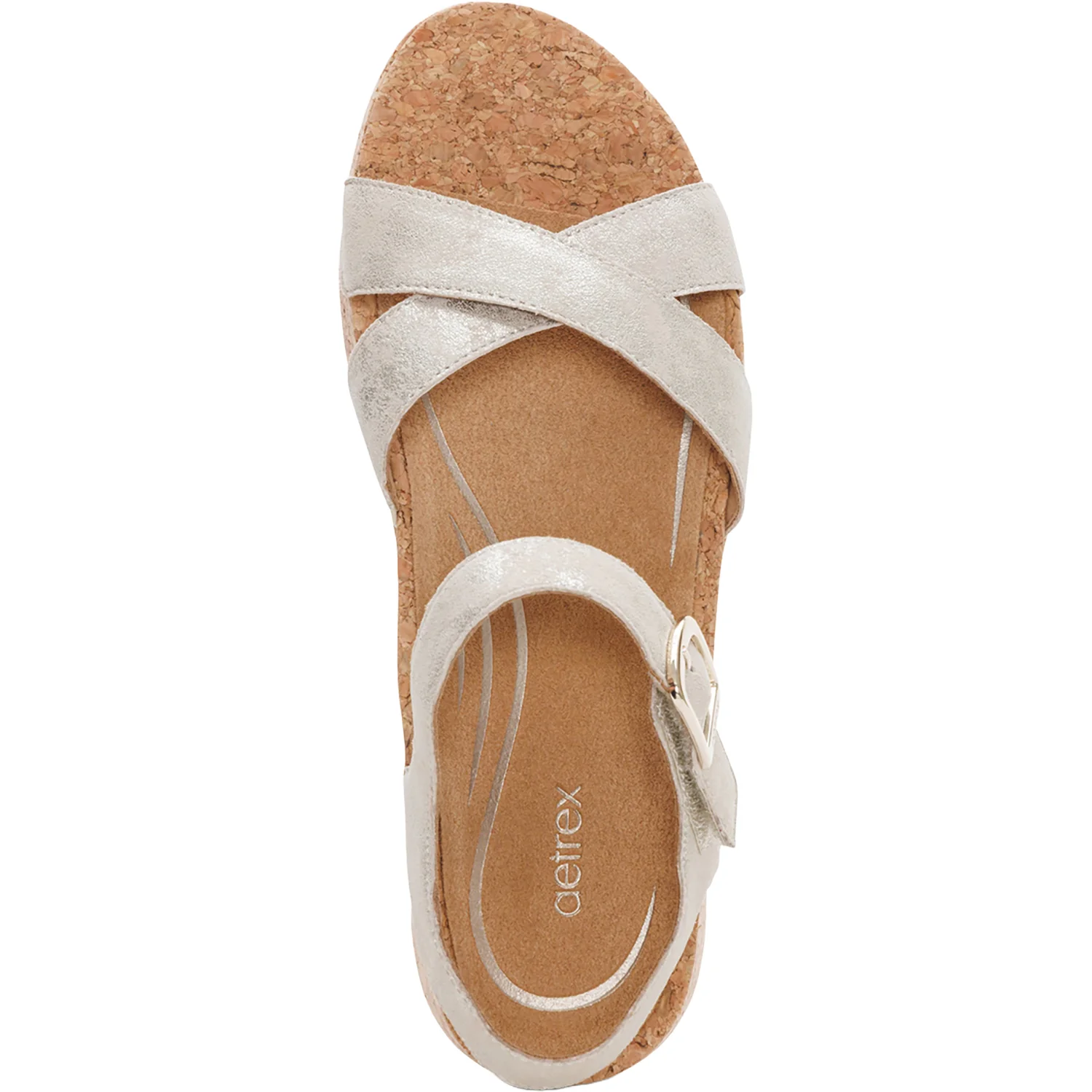 Aetrex Flora Women's Wedge Sandals Champagne - Image 2
